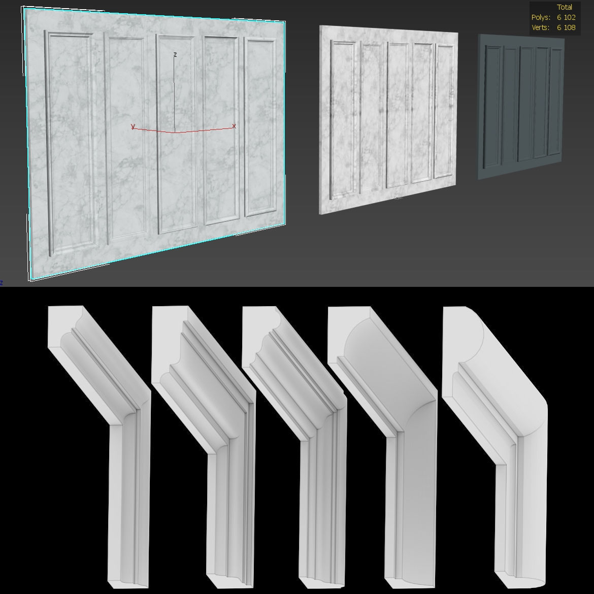 Wall molding 17 Boiserie classic panels 3D model 3D model_2
