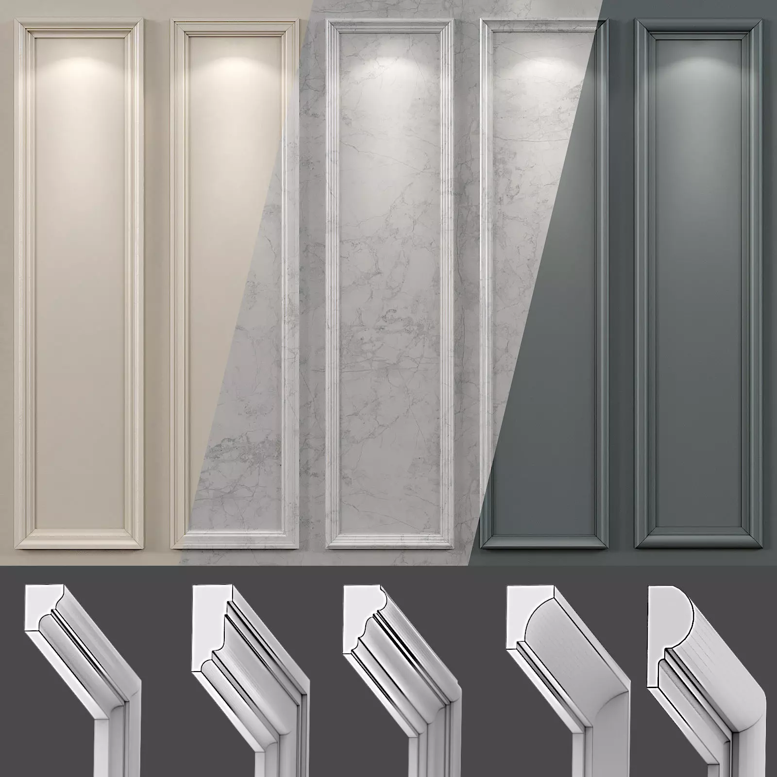 Wall molding 17 Boiserie classic panels 3D model 3D model_0
