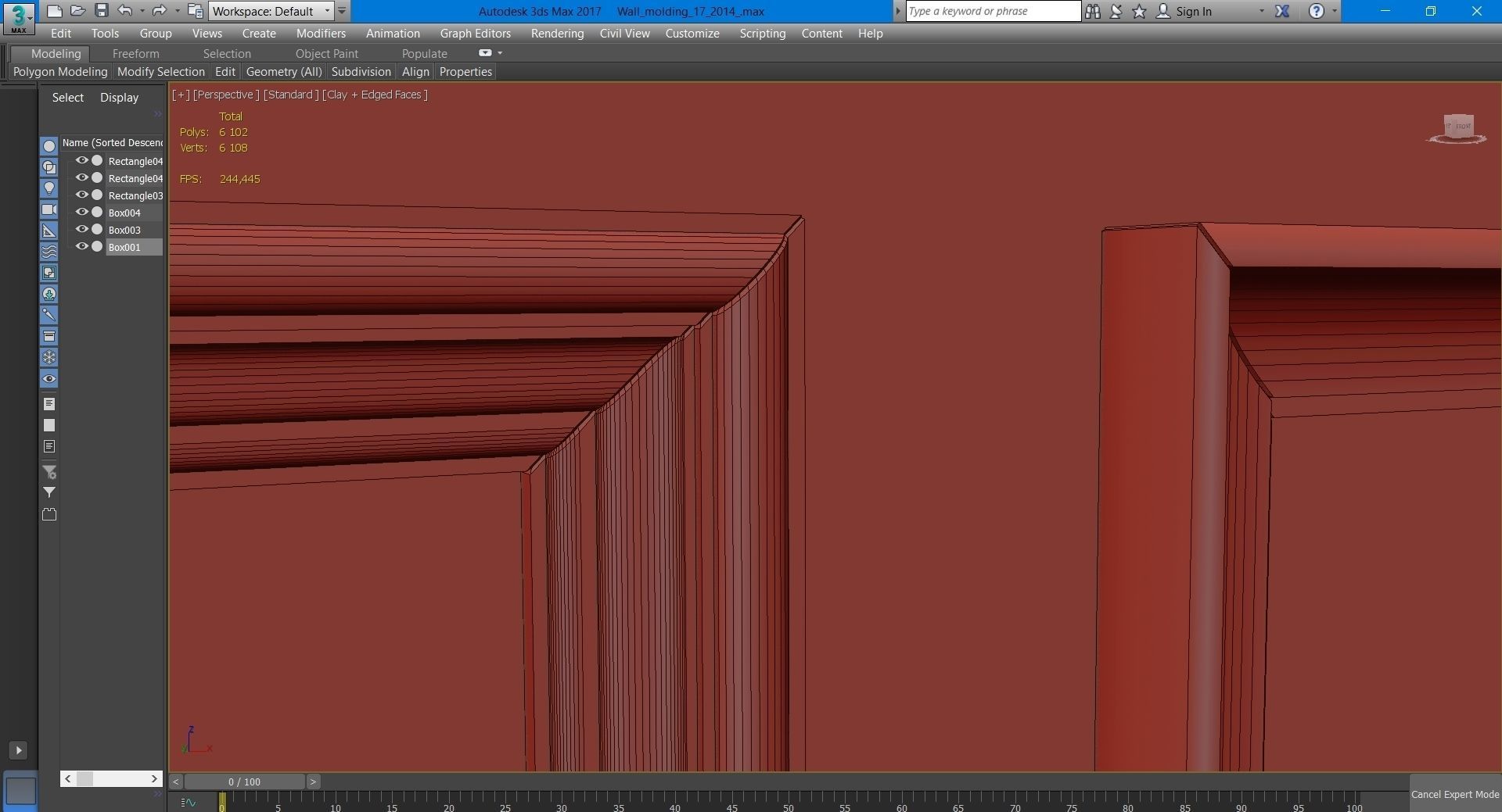 Wall molding 17 Boiserie classic panels 3D model 3D model_16