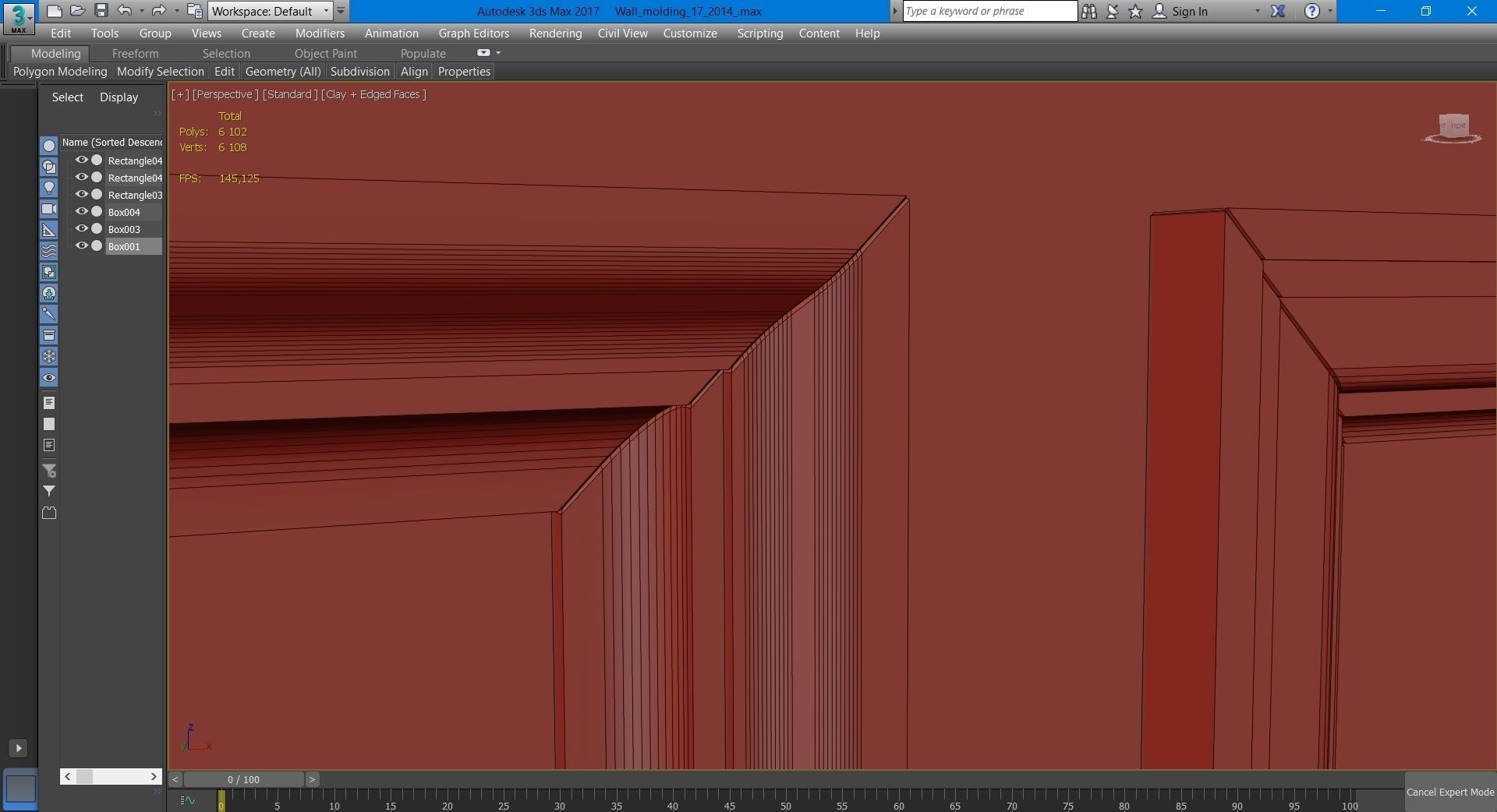 Wall molding 17 Boiserie classic panels 3D model 3D model_14