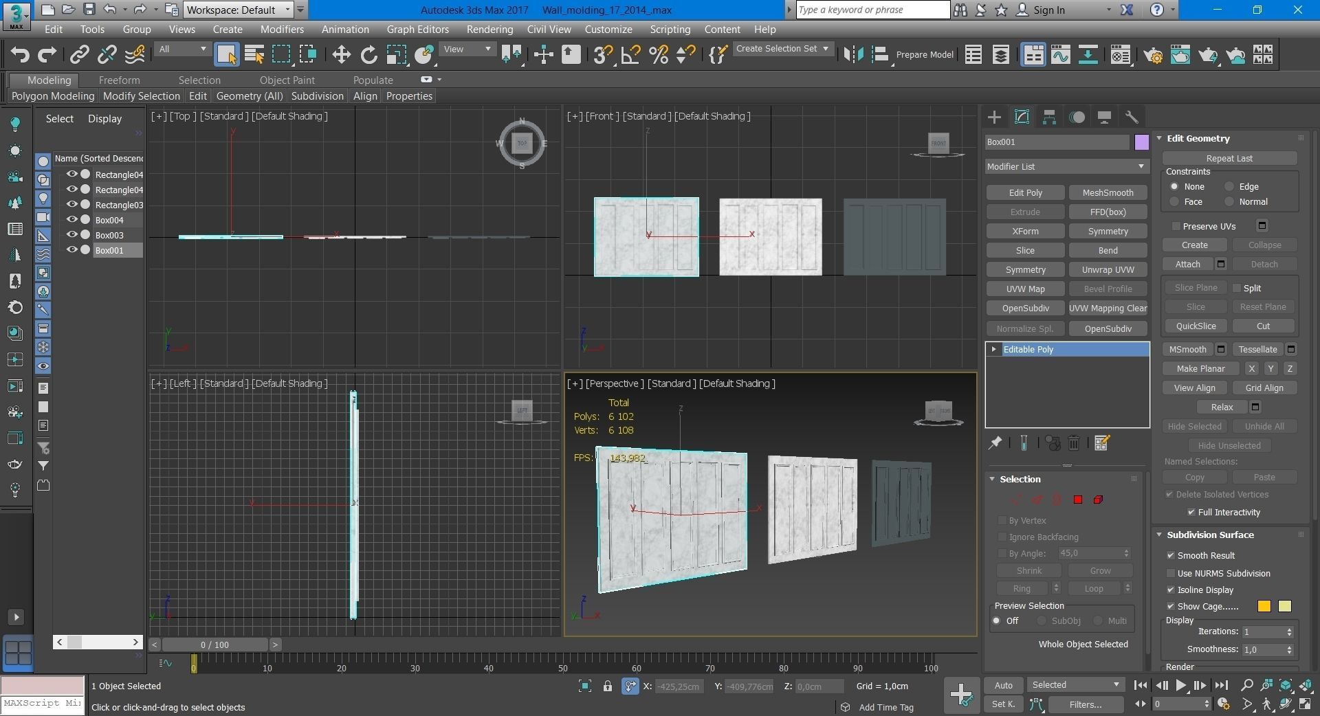 Wall molding 17 Boiserie classic panels 3D model 3D model_7