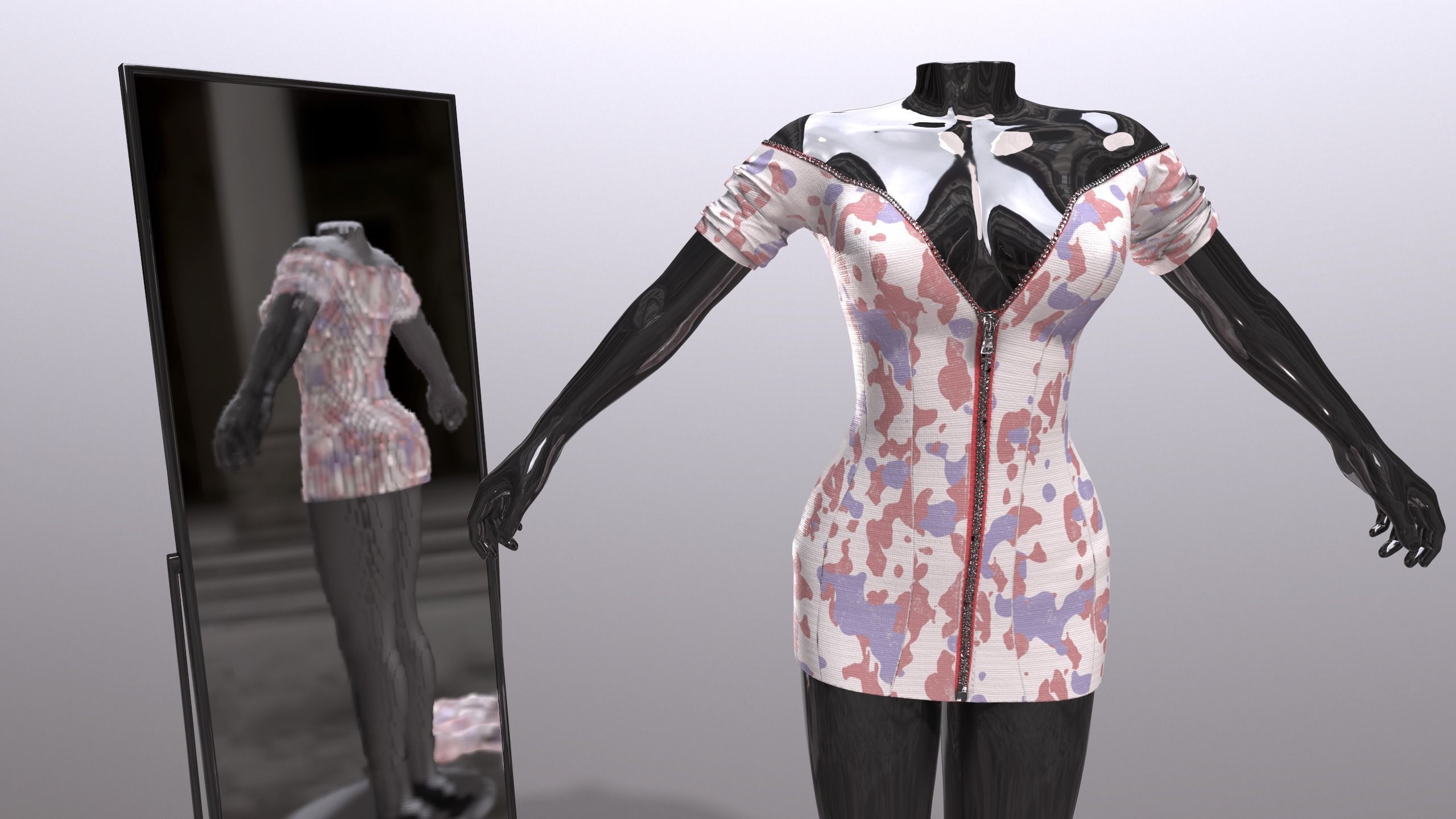 Female Clothing Low-poly 3D model_4