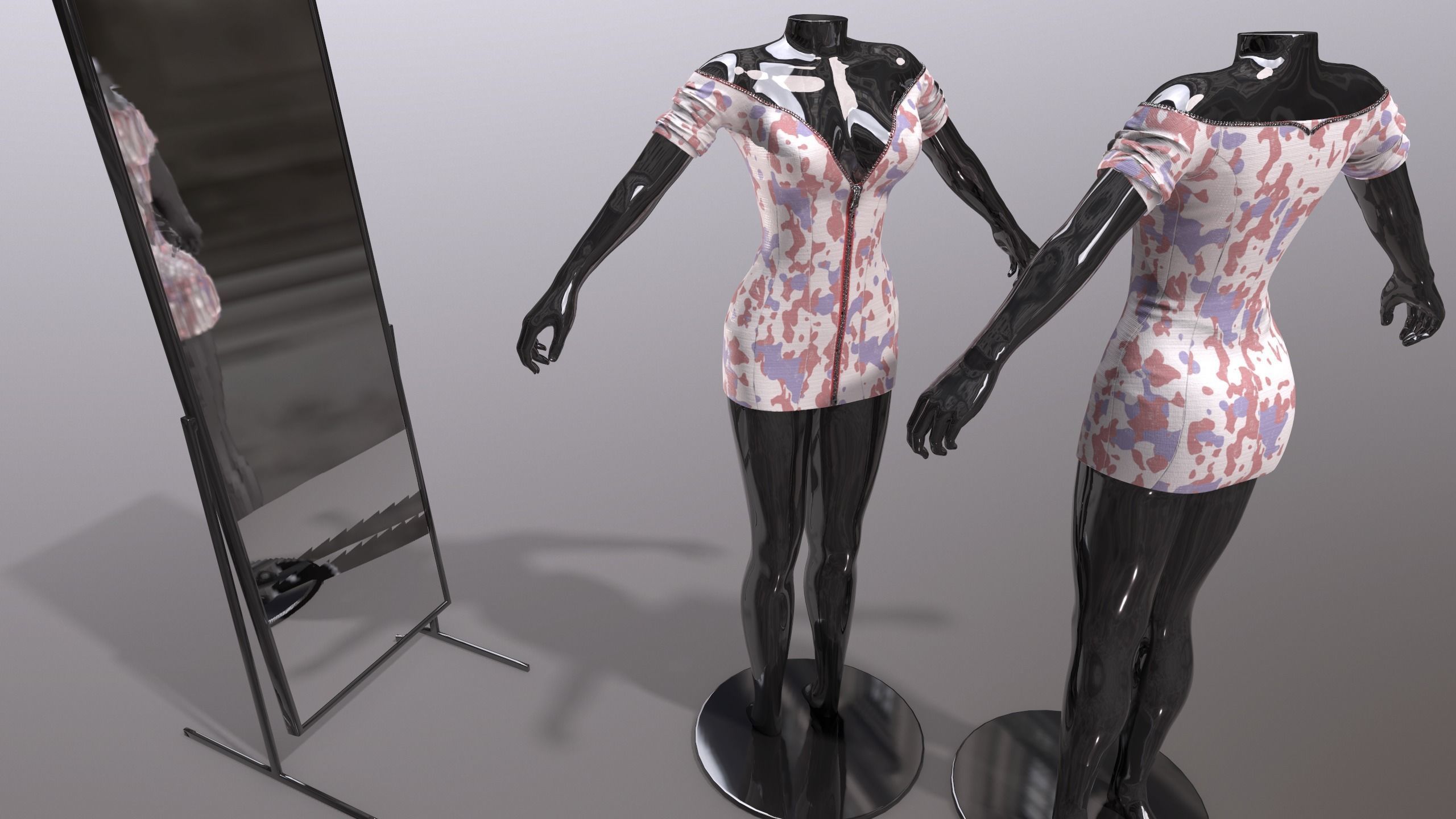 Female Clothing Low-poly 3D model_3