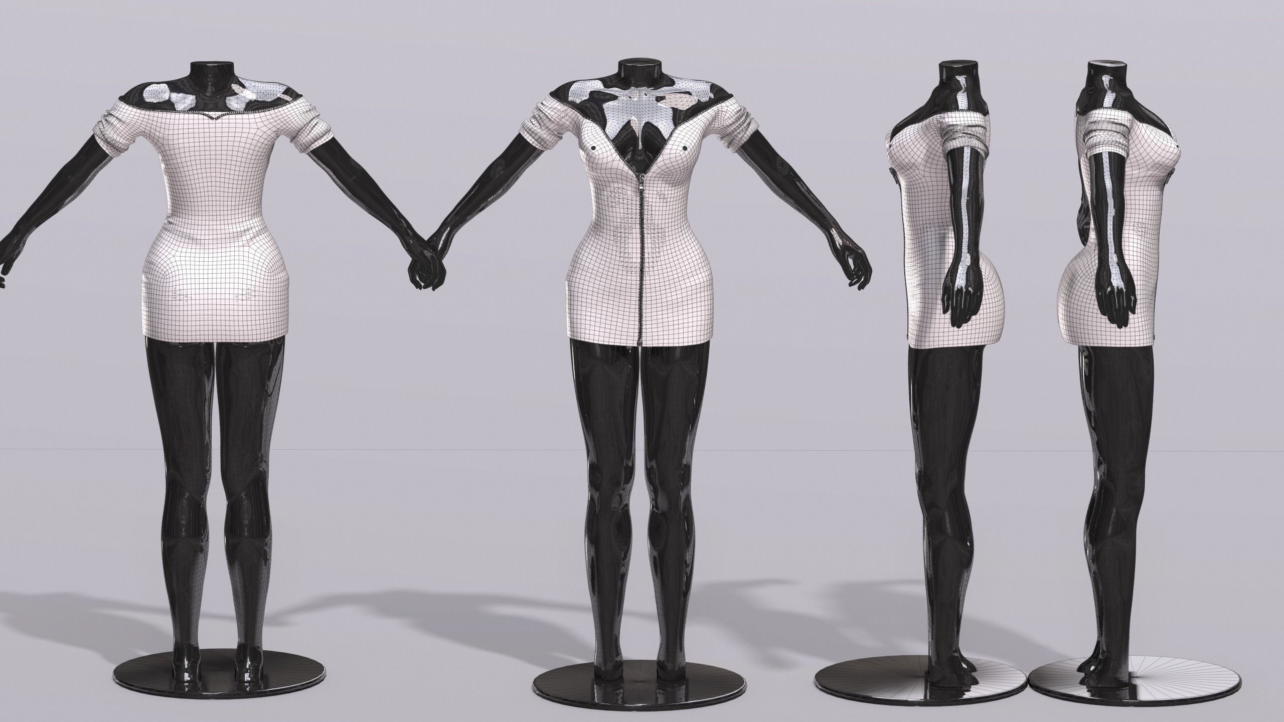 Female Clothing Low-poly 3D model_8