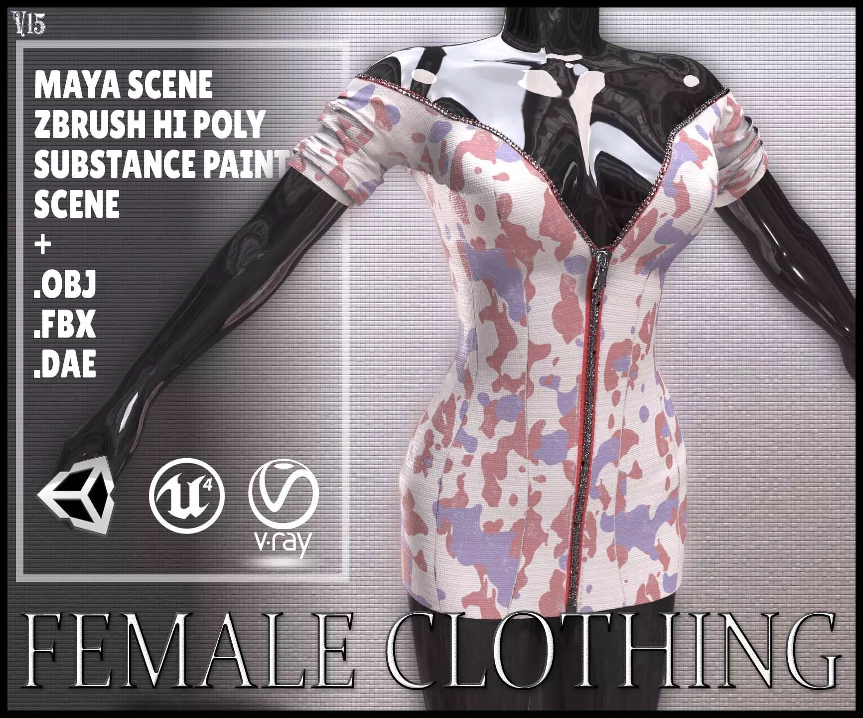 Female Clothing Low-poly 3D model_0