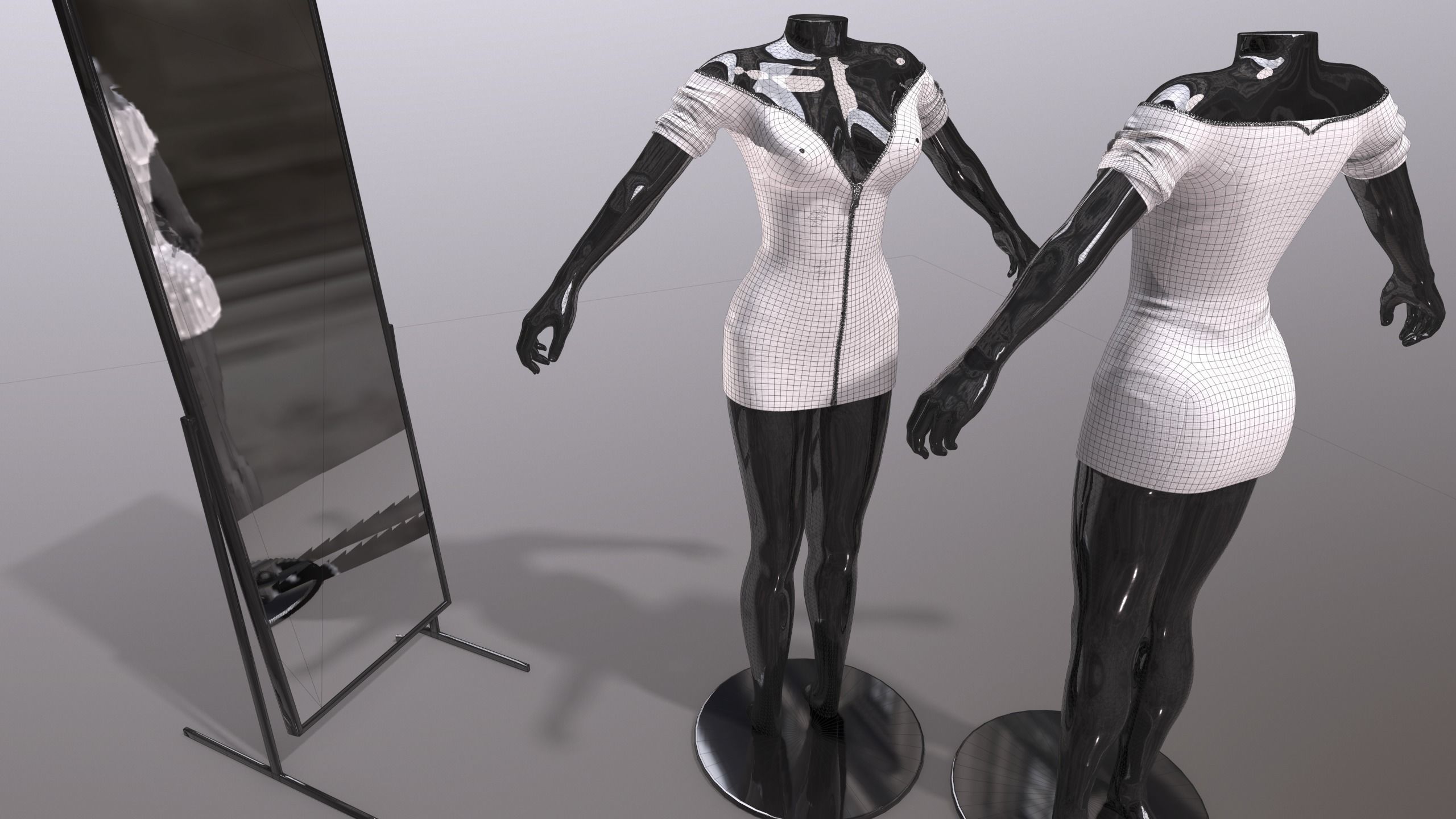 Female Clothing Low-poly 3D model_6