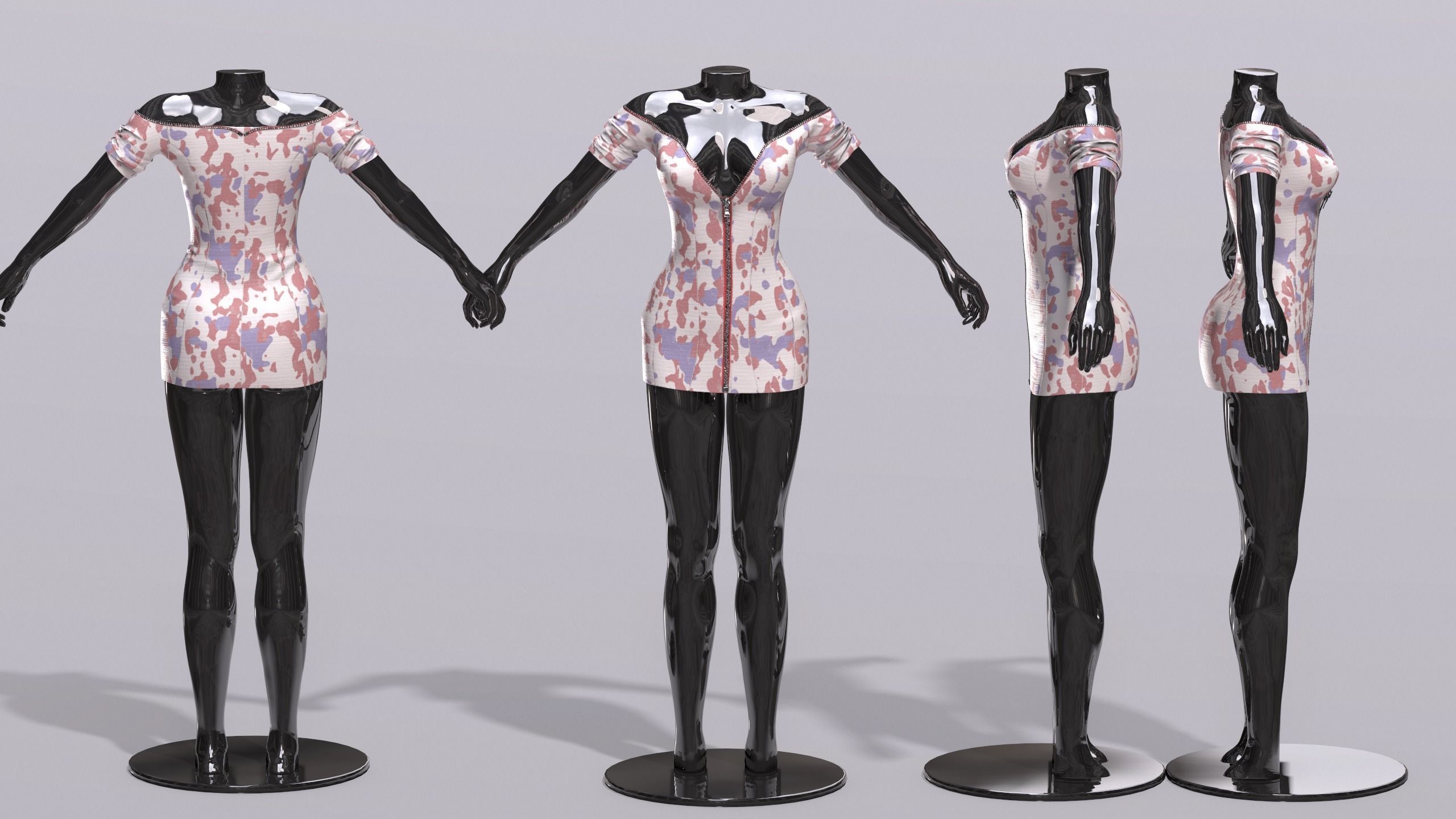 Female Clothing Low-poly 3D model_2