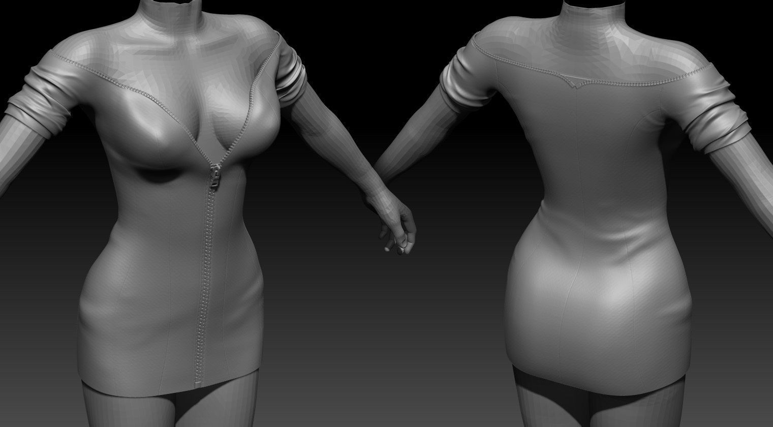 Female Clothing Low-poly 3D model_14