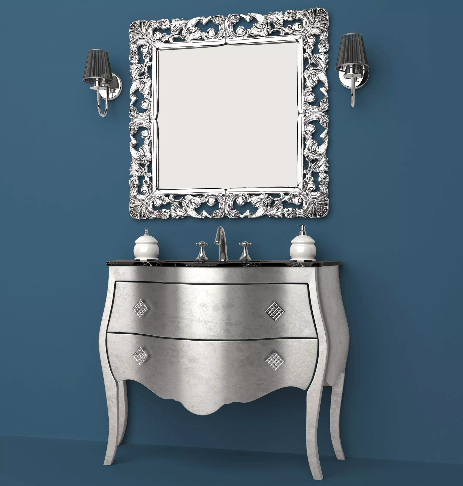 Classic Sink Mirror Bathroom 3D model