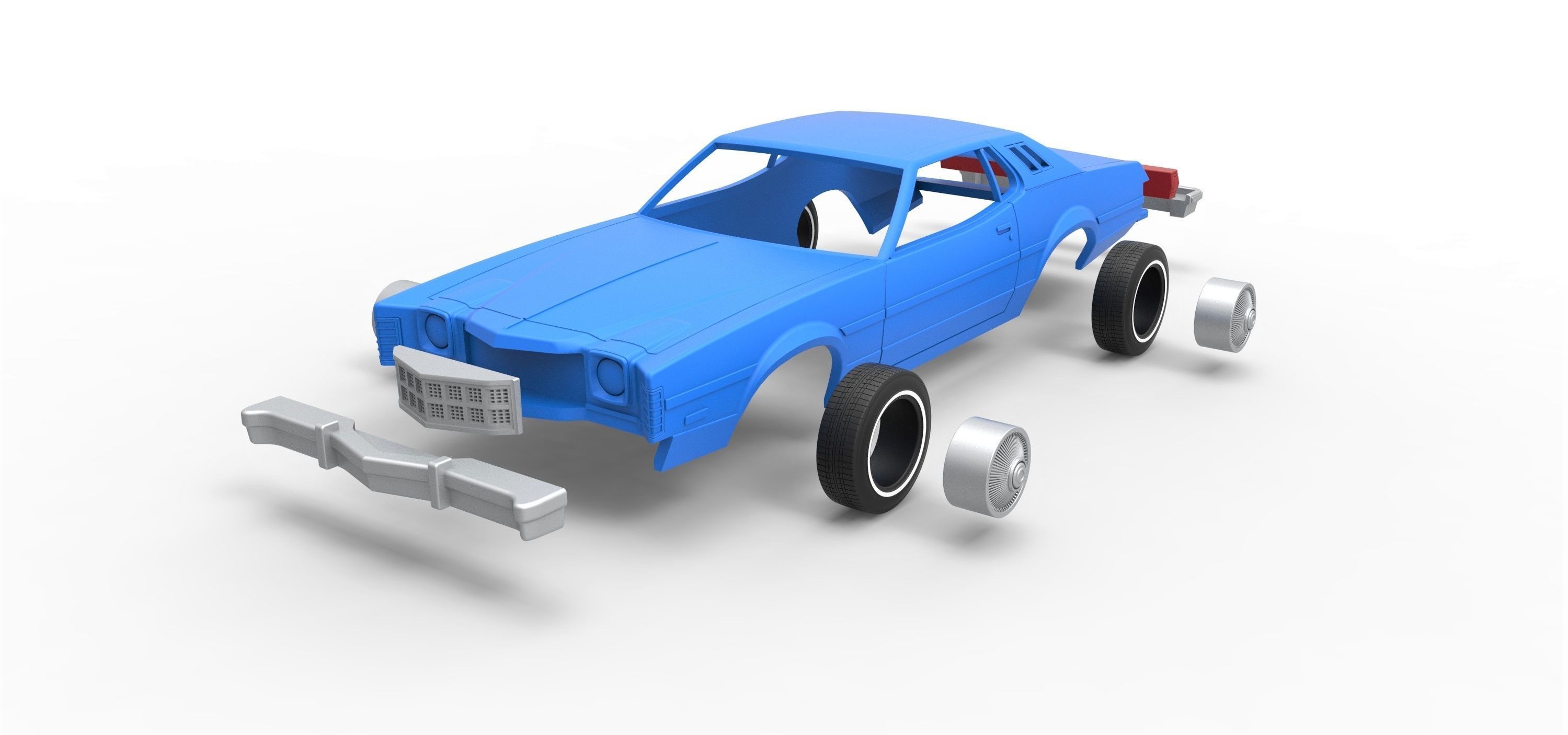 Shell and wheels Torino Elite 1974 Scale 1 to 25 3D print model_13