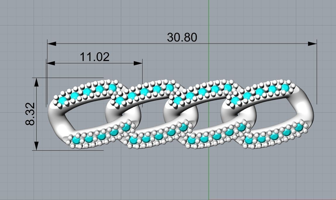 Chain link necklace ice style  printable 3d design 3D print model_1