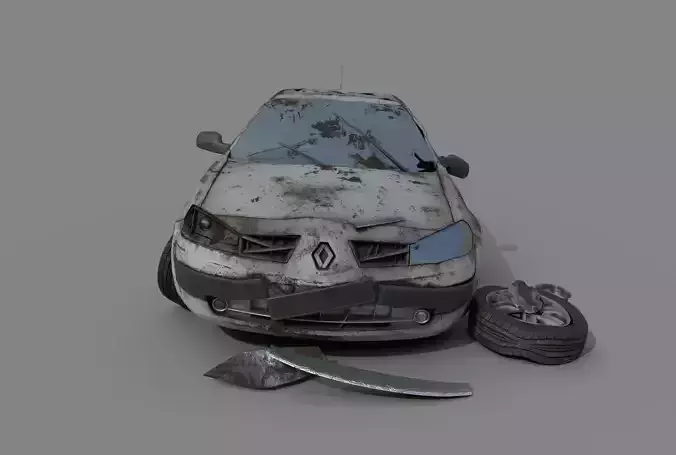 Wrecked destroyed Car Renault Megane 