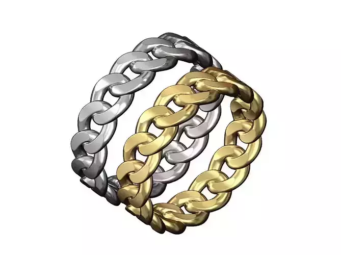 Solid Cuban link chain Band 3D print model