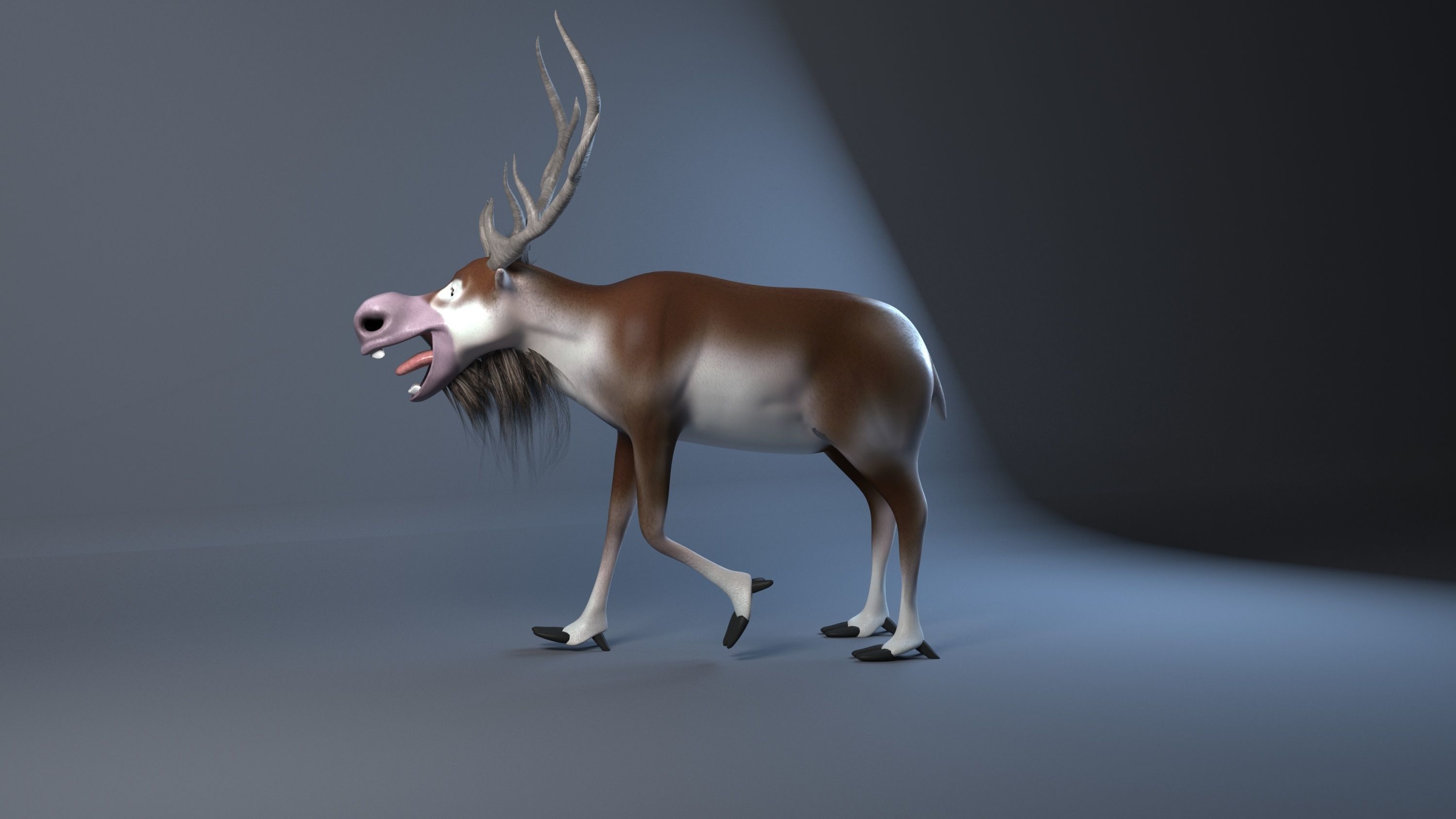cartoon snow deer Low-poly 3D model rigged Low-poly 3D model_8