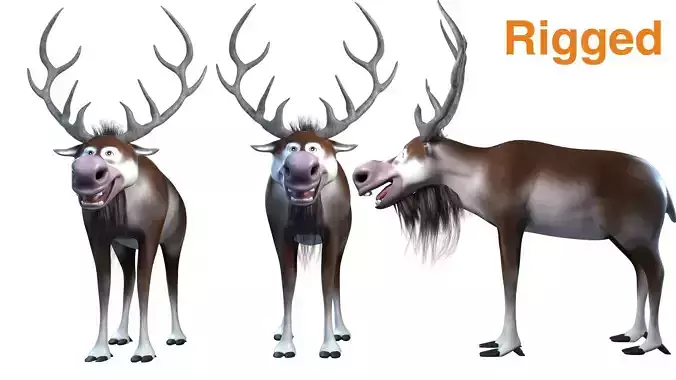 cartoon snow deer Low-poly 3D model rigged  Low-poly 3D model