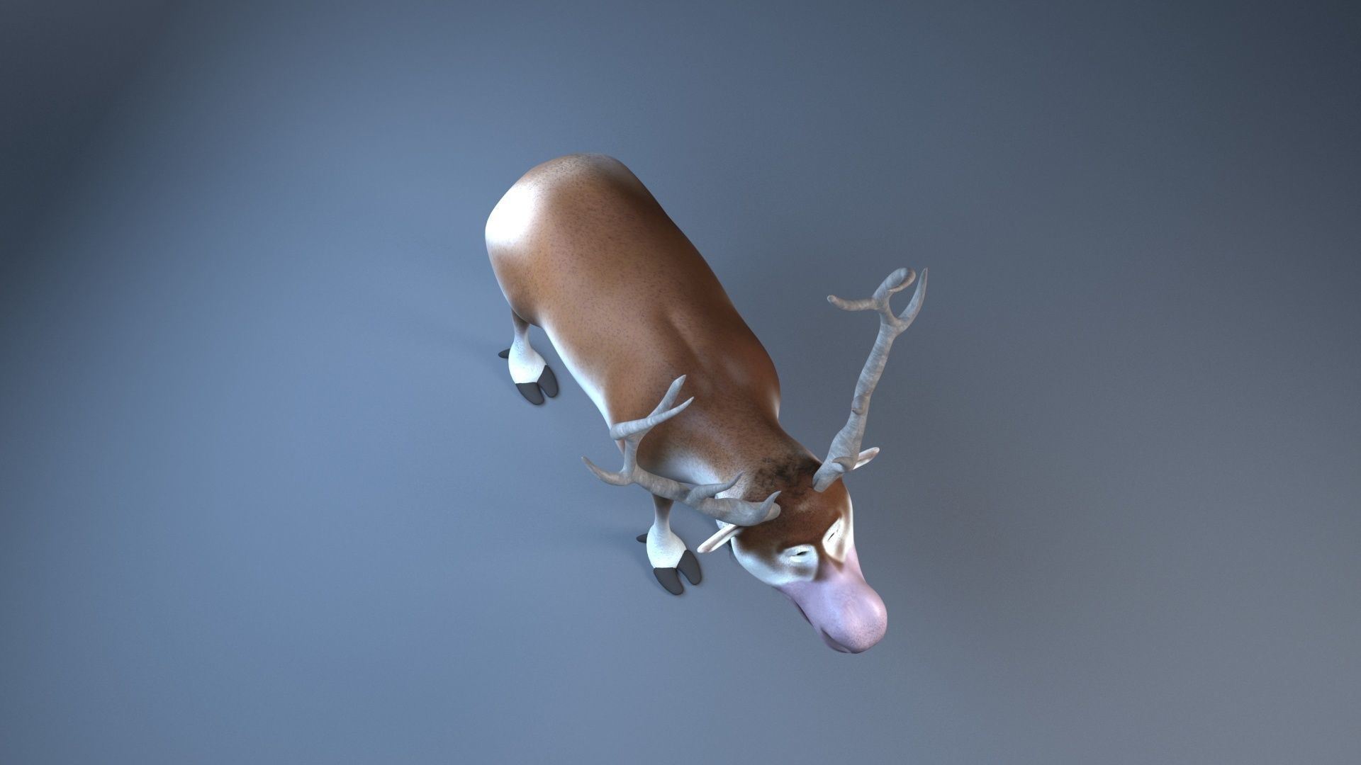 cartoon snow deer Low-poly 3D model rigged Low-poly 3D model_16