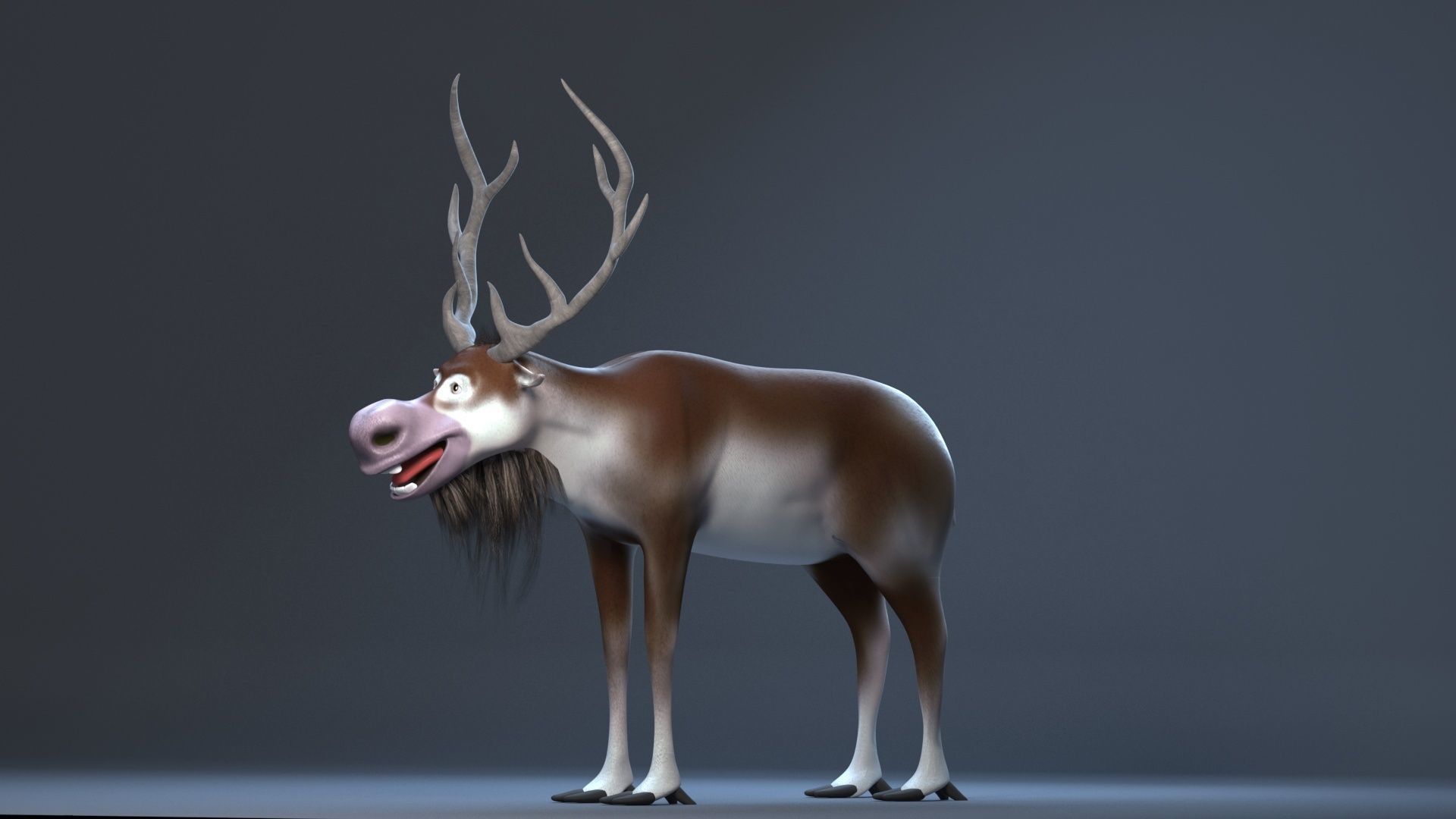 cartoon snow deer Low-poly 3D model rigged Low-poly 3D model_19