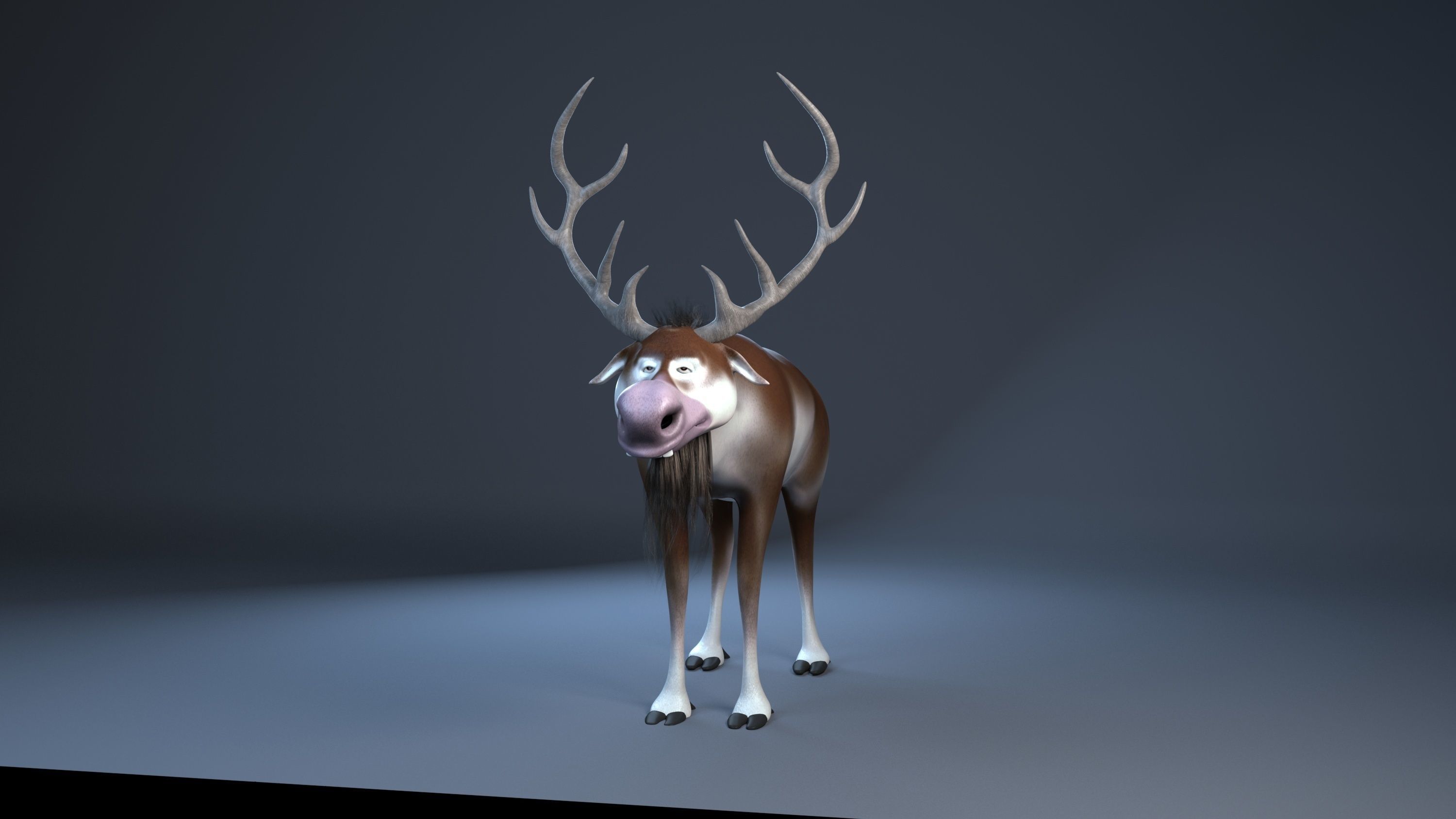 cartoon snow deer Low-poly 3D model rigged Low-poly 3D model_10