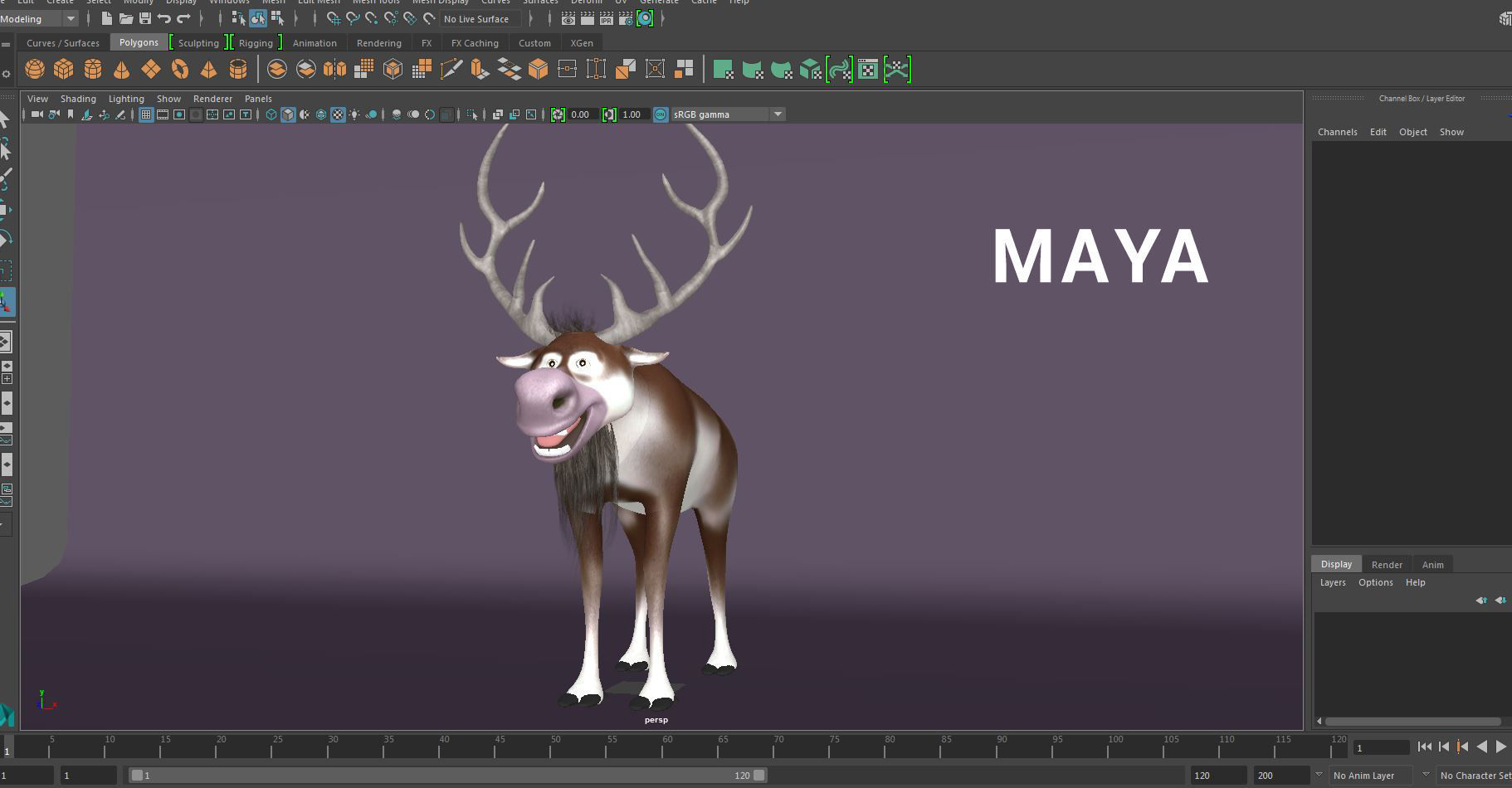 cartoon snow deer Low-poly 3D model rigged Low-poly 3D model_5