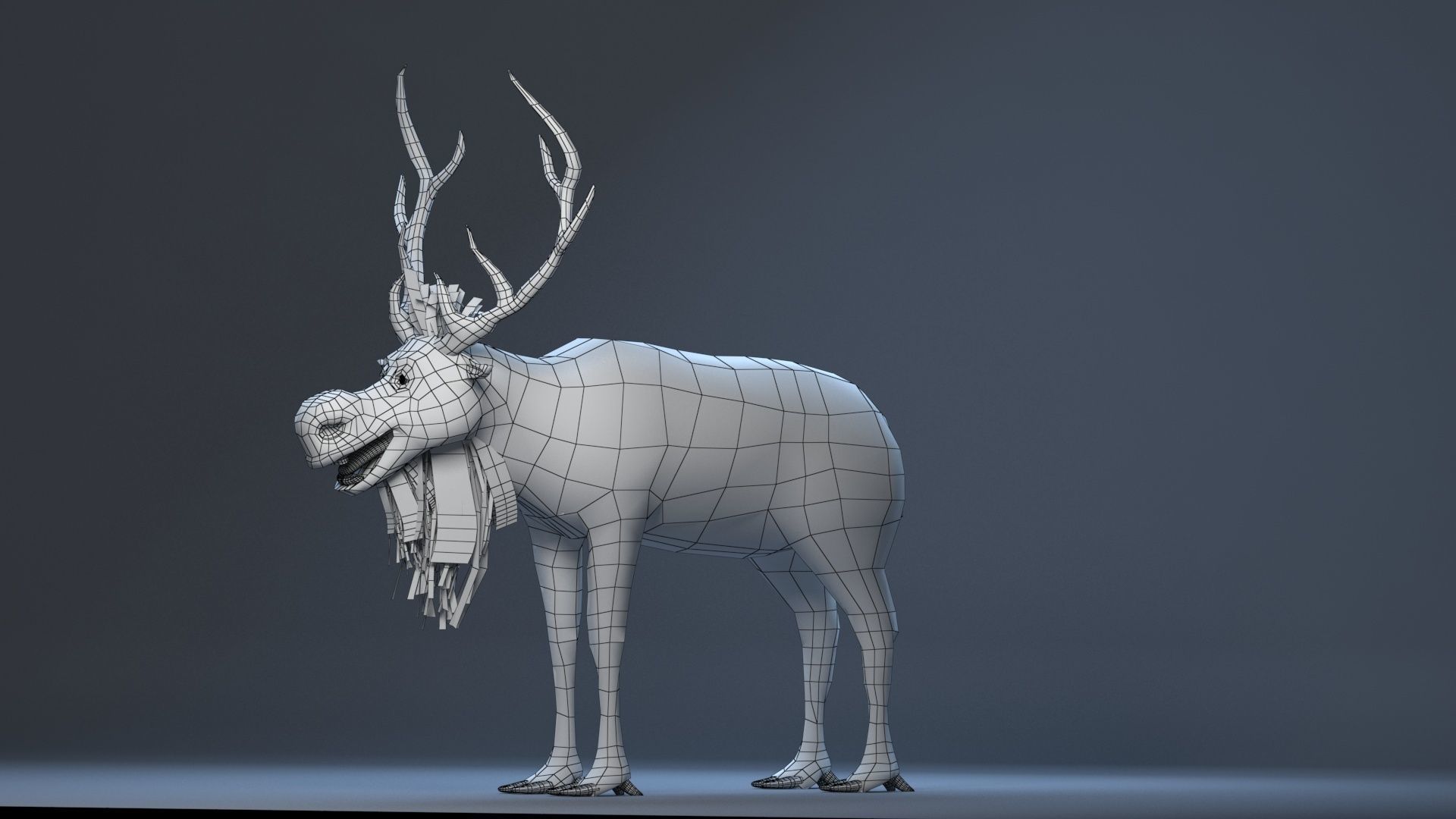 cartoon snow deer Low-poly 3D model rigged Low-poly 3D model_20