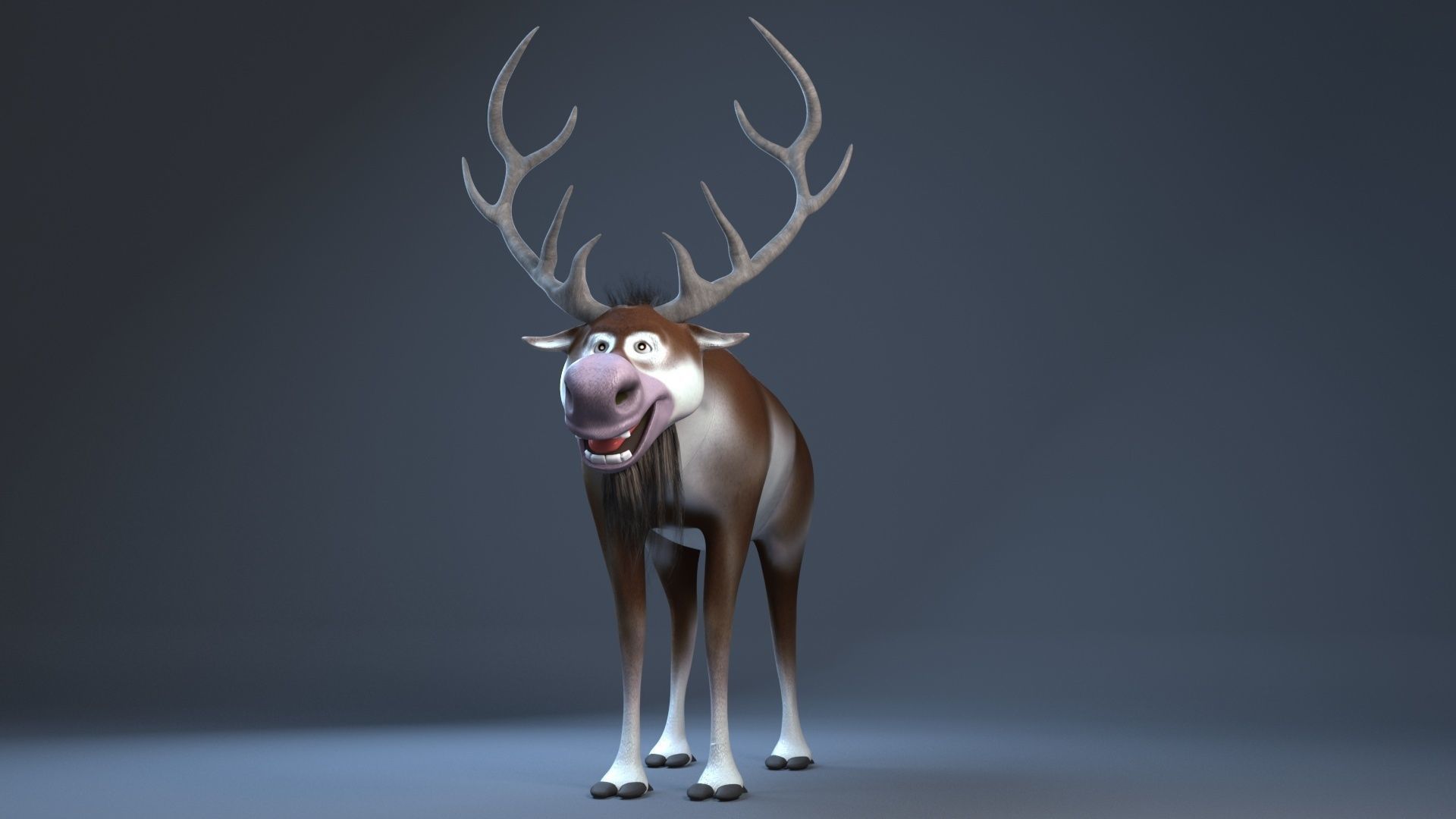 cartoon snow deer Low-poly 3D model rigged Low-poly 3D model_11