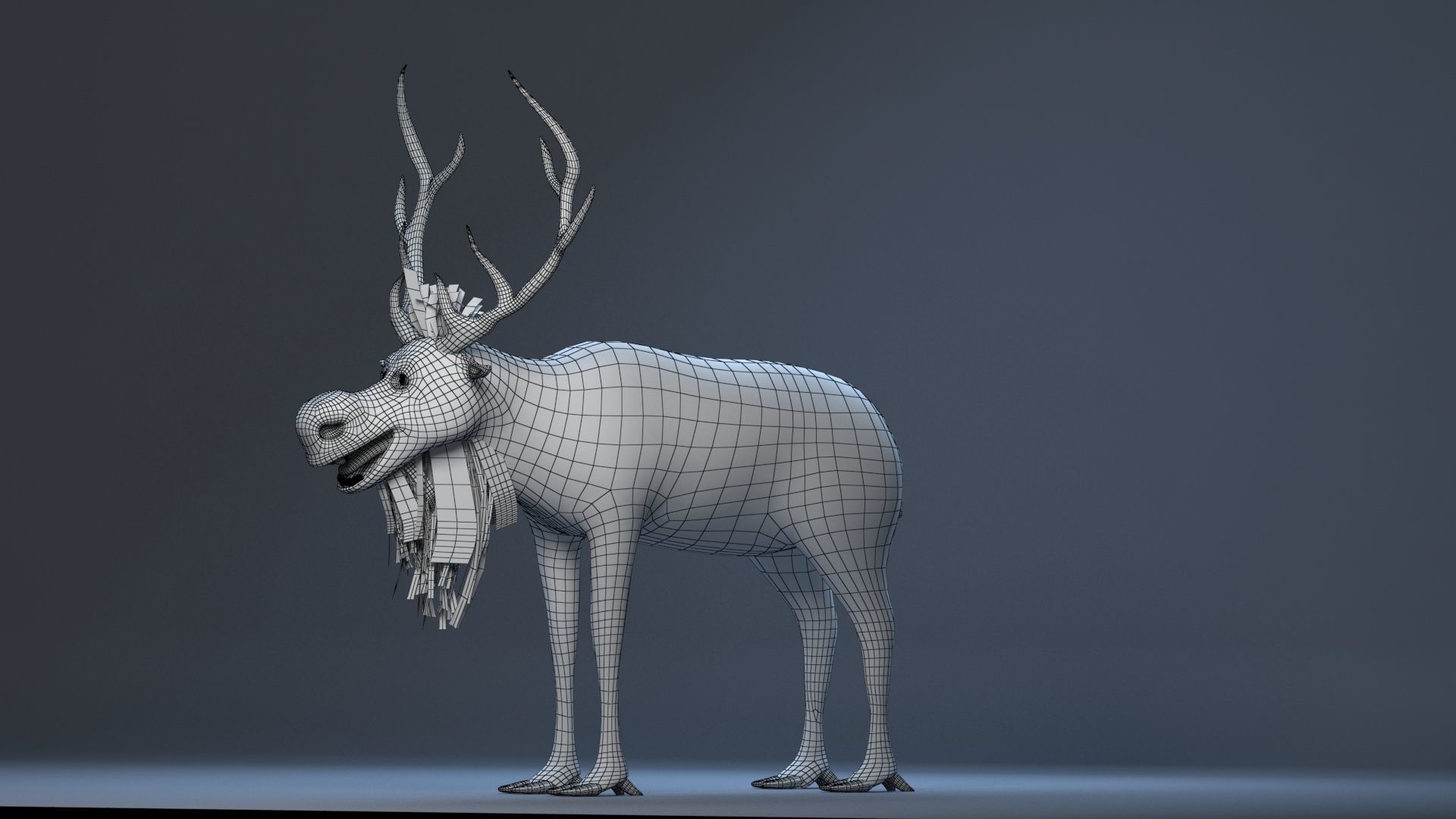 cartoon snow deer Low-poly 3D model rigged Low-poly 3D model_1
