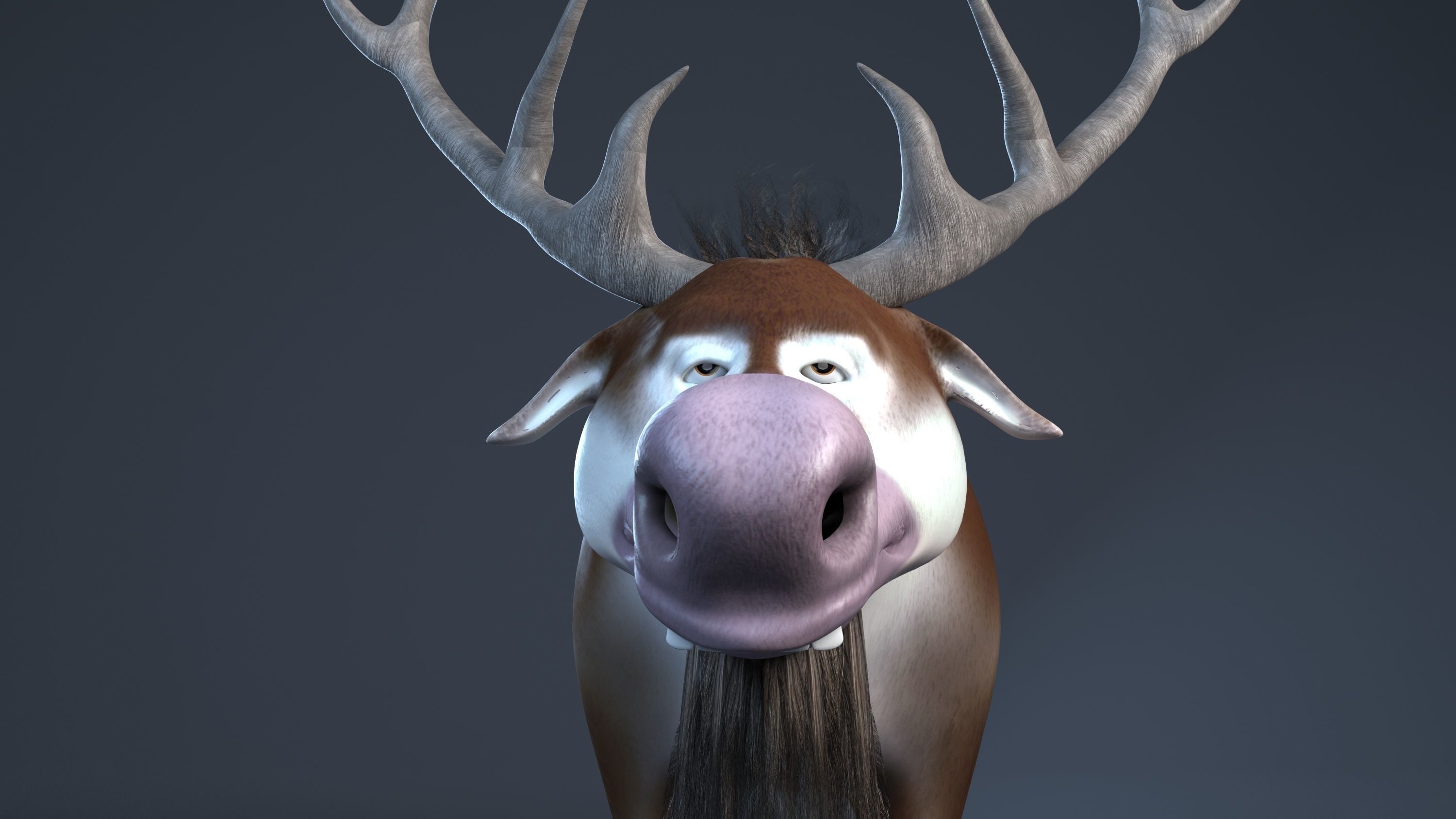 cartoon snow deer Low-poly 3D model rigged Low-poly 3D model_9
