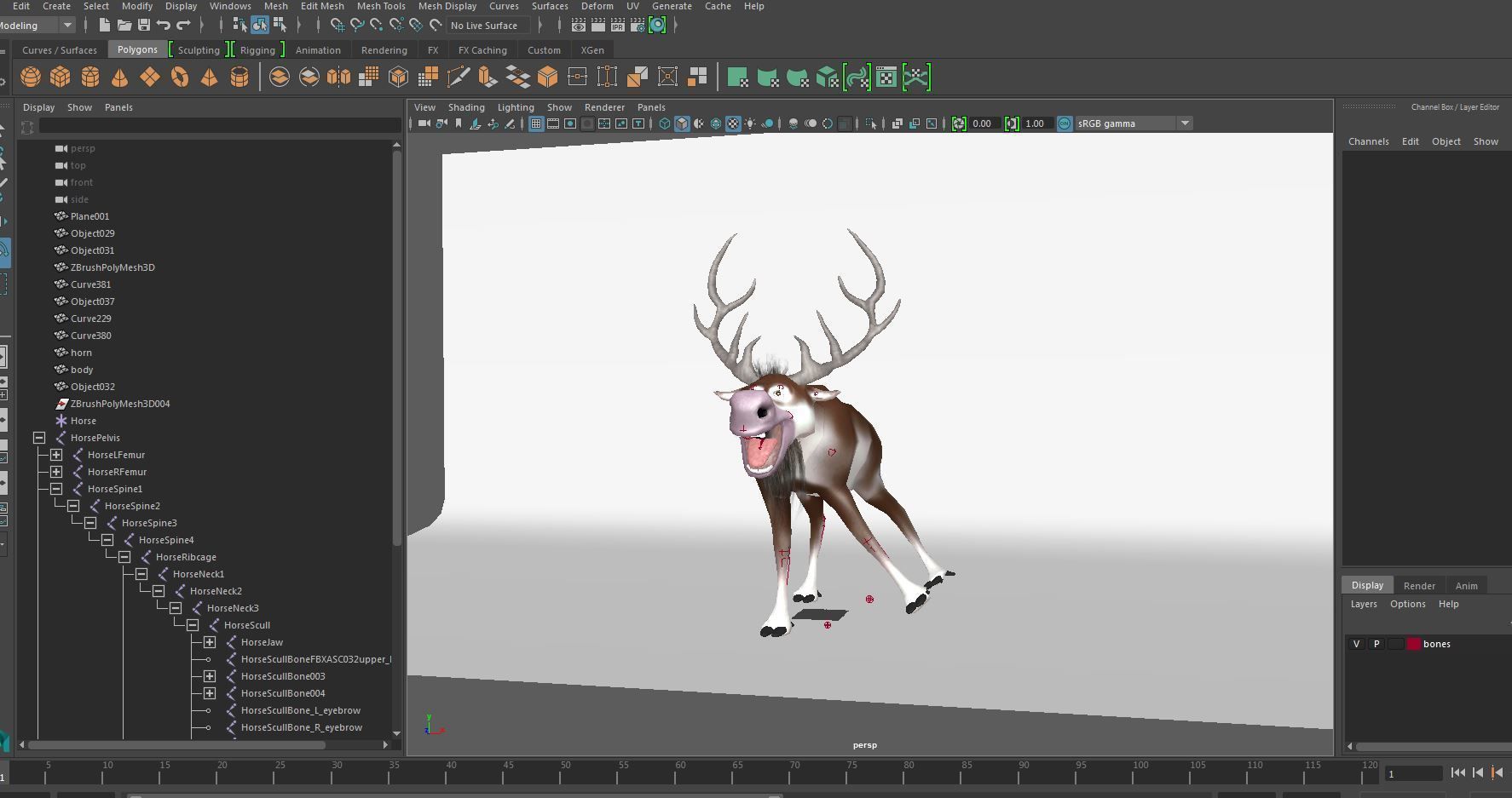 cartoon snow deer Low-poly 3D model rigged Low-poly 3D model_15