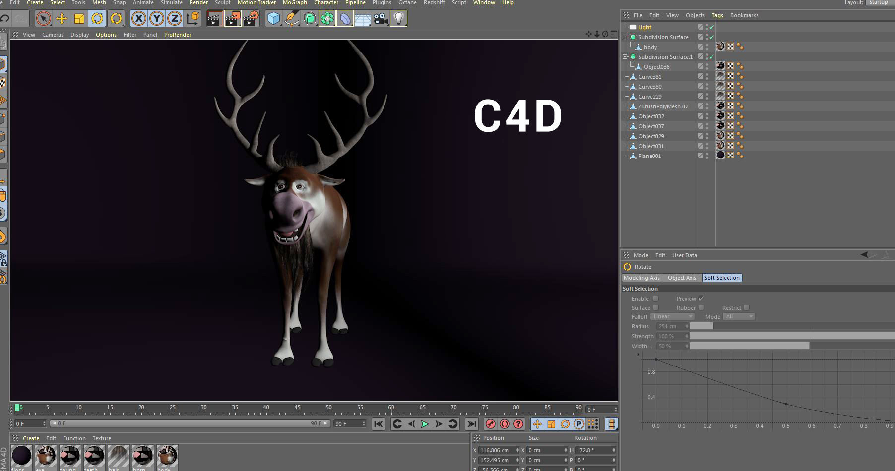 cartoon snow deer Low-poly 3D model rigged Low-poly 3D model_4