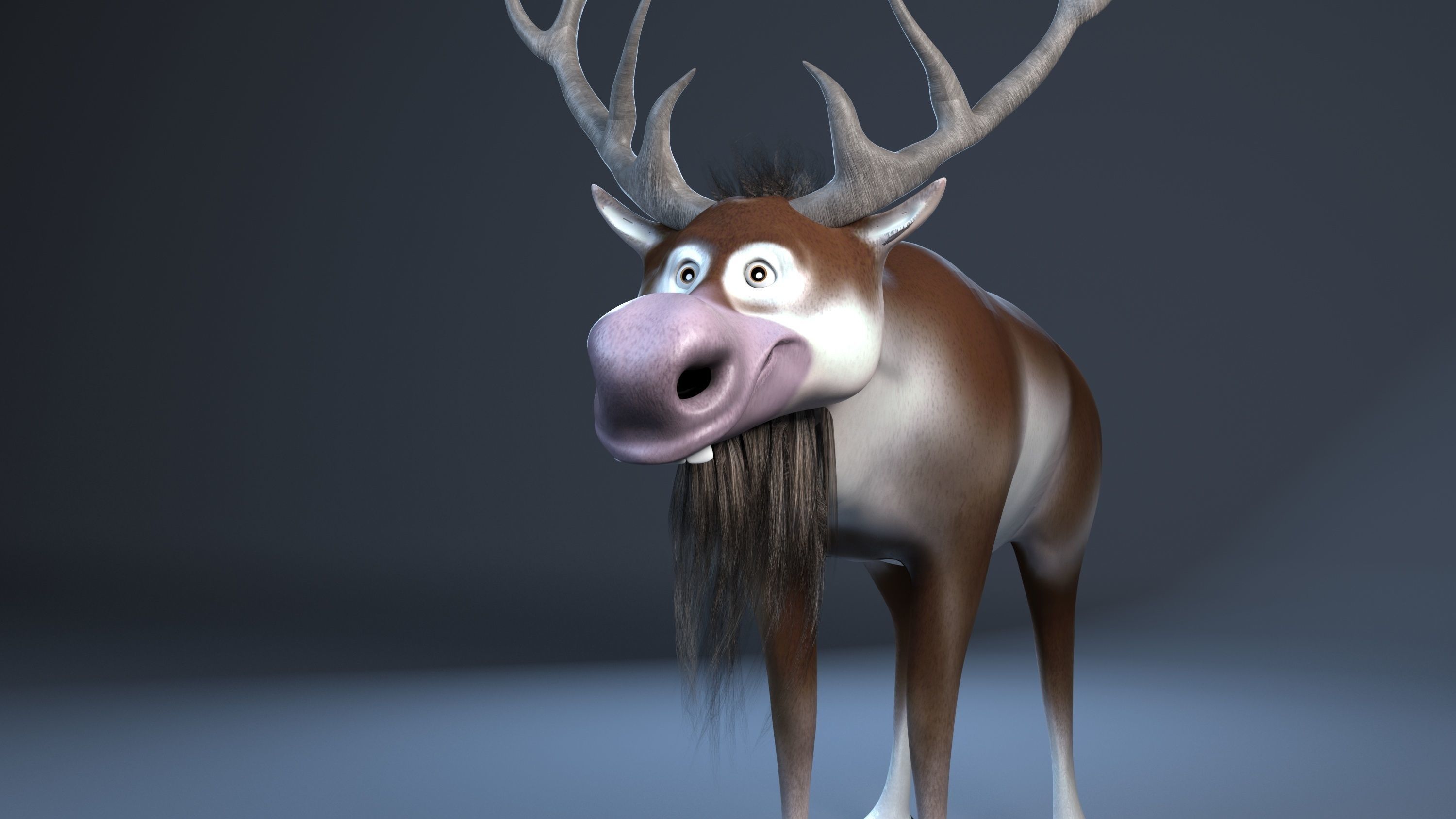 cartoon snow deer Low-poly 3D model rigged Low-poly 3D model_12