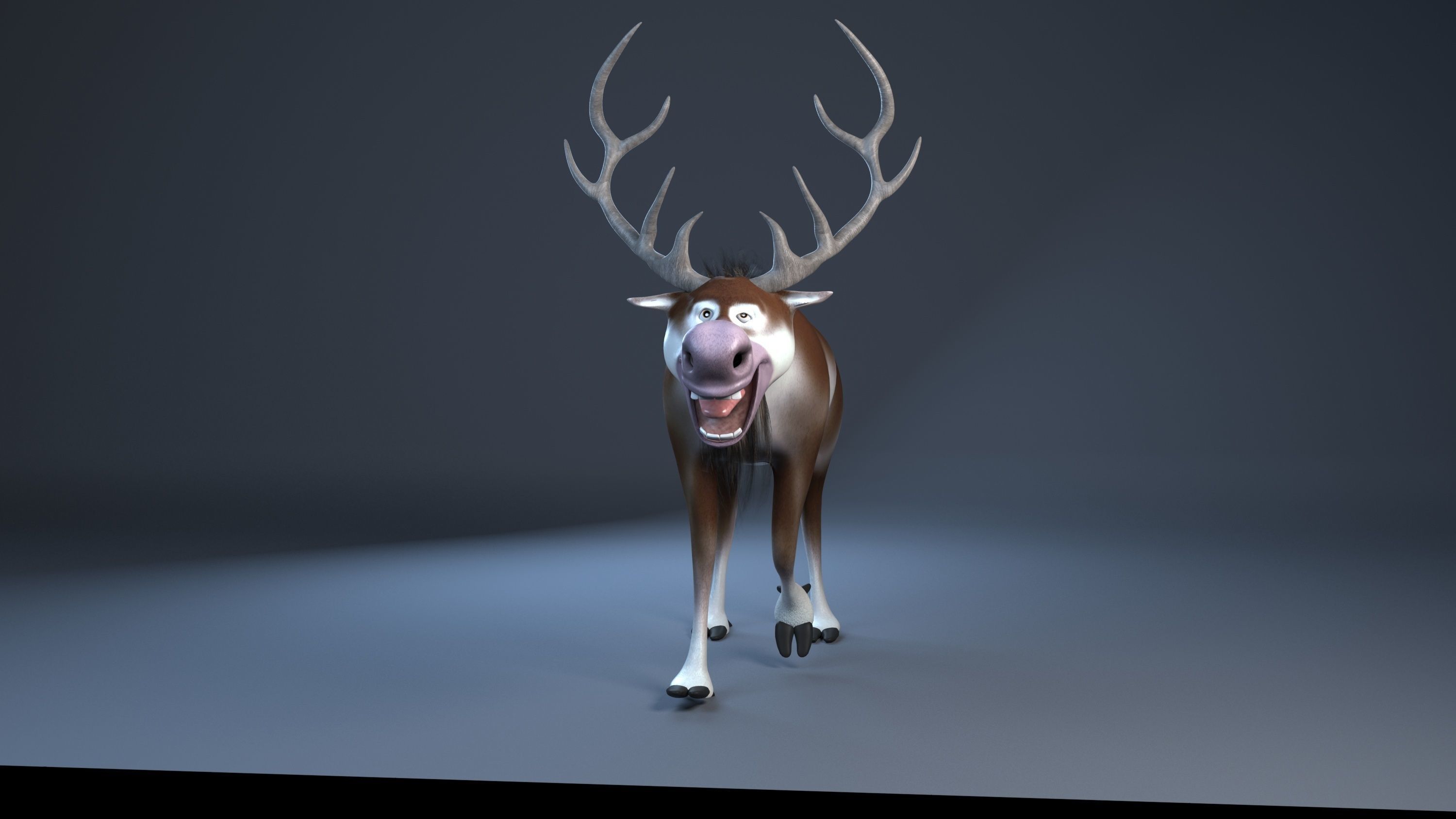 cartoon snow deer Low-poly 3D model rigged Low-poly 3D model_7