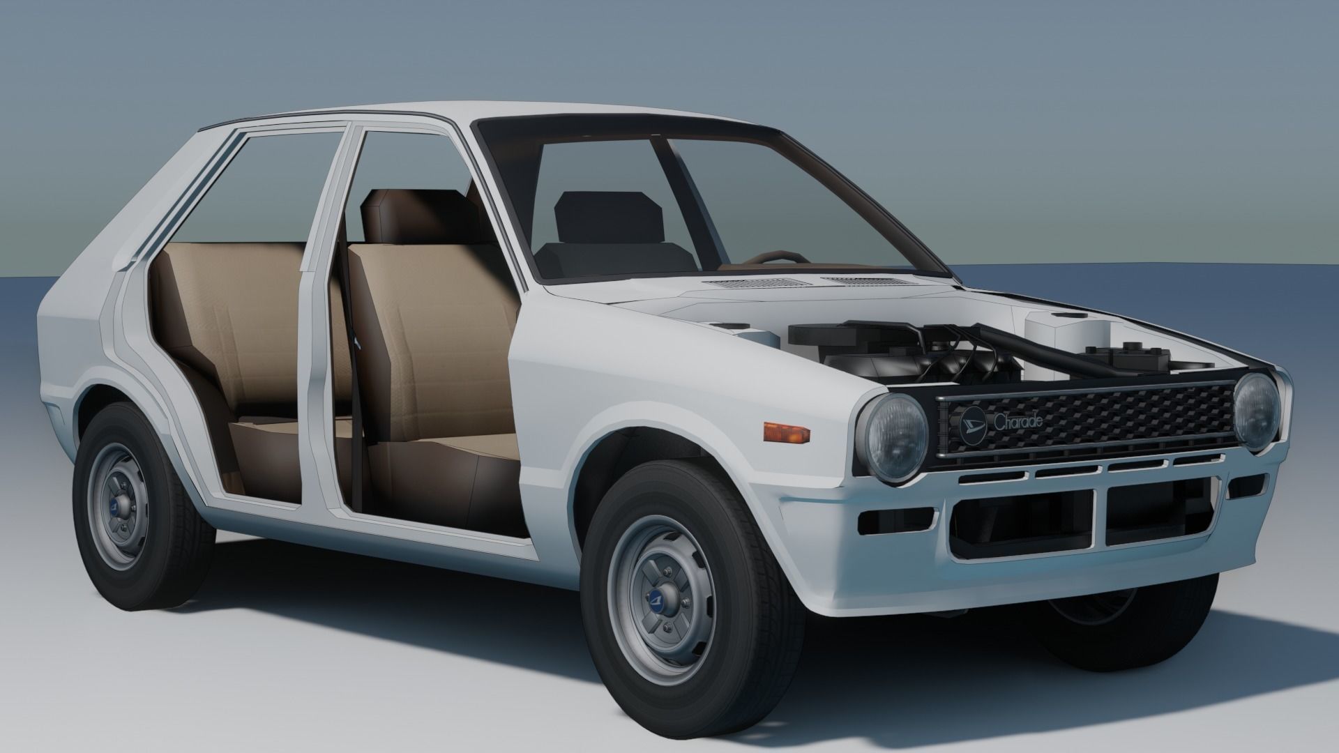 1977 Daihatsu Charade Low-poly 3D model_2