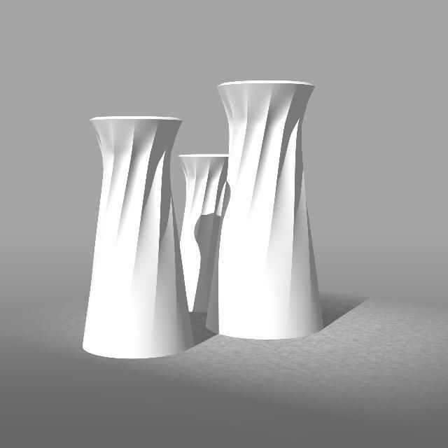Beautiful elegant white vase with simple line treatment 3D print model_1
