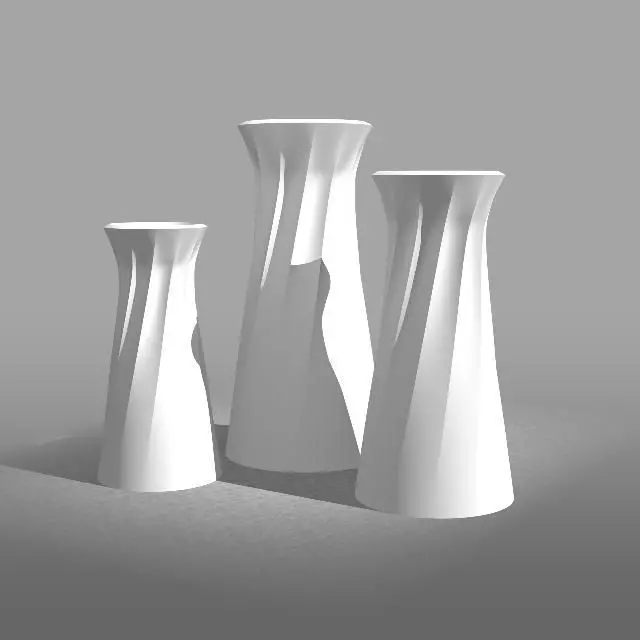 Beautiful elegant white vase with simple line treatment 3D print model_0