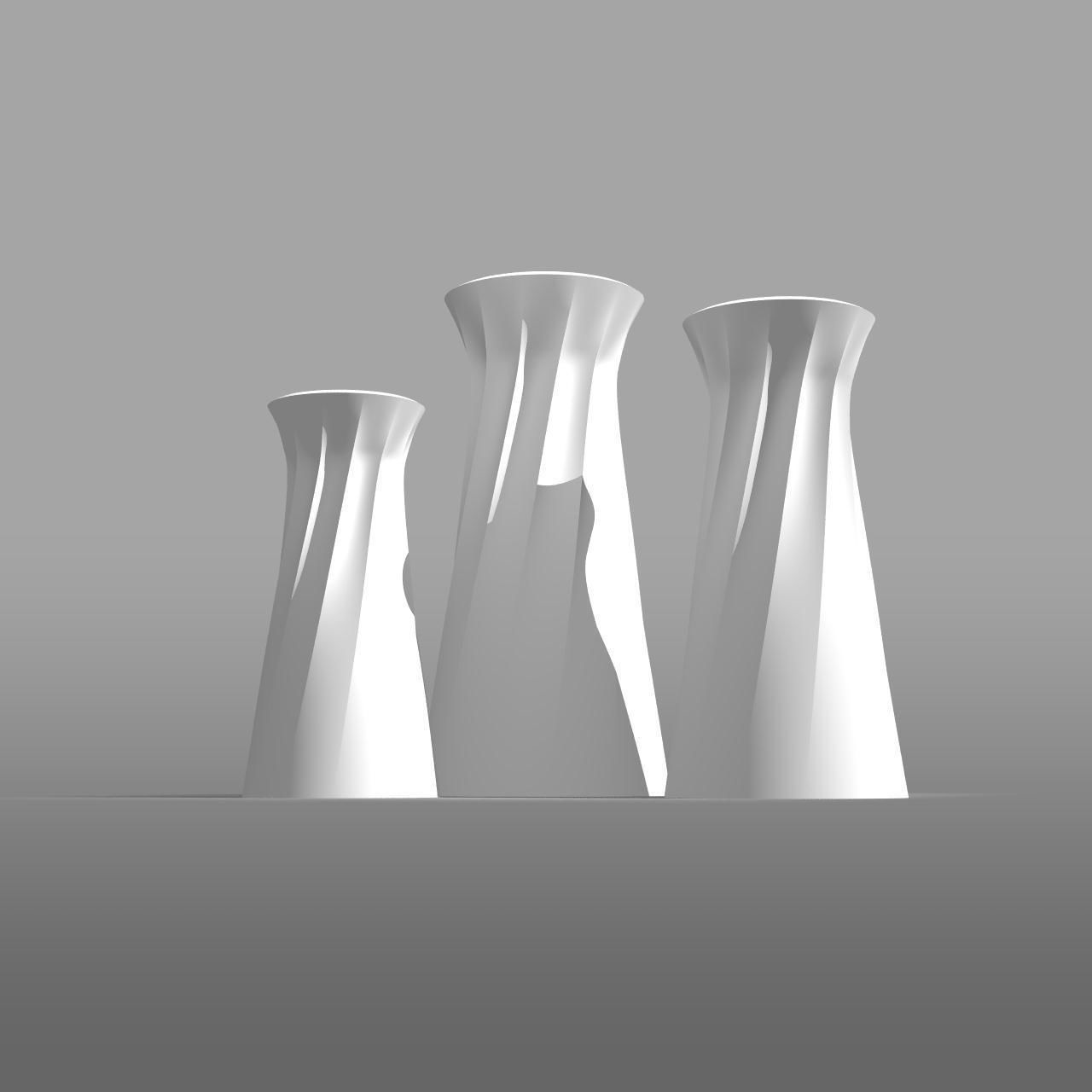 Beautiful elegant white vase with simple line treatment 3D print model_7