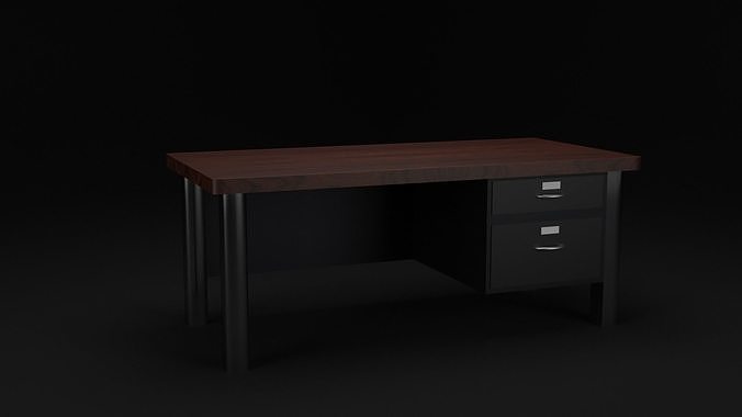 Low-Poly Desk with drawers Free 3D model
