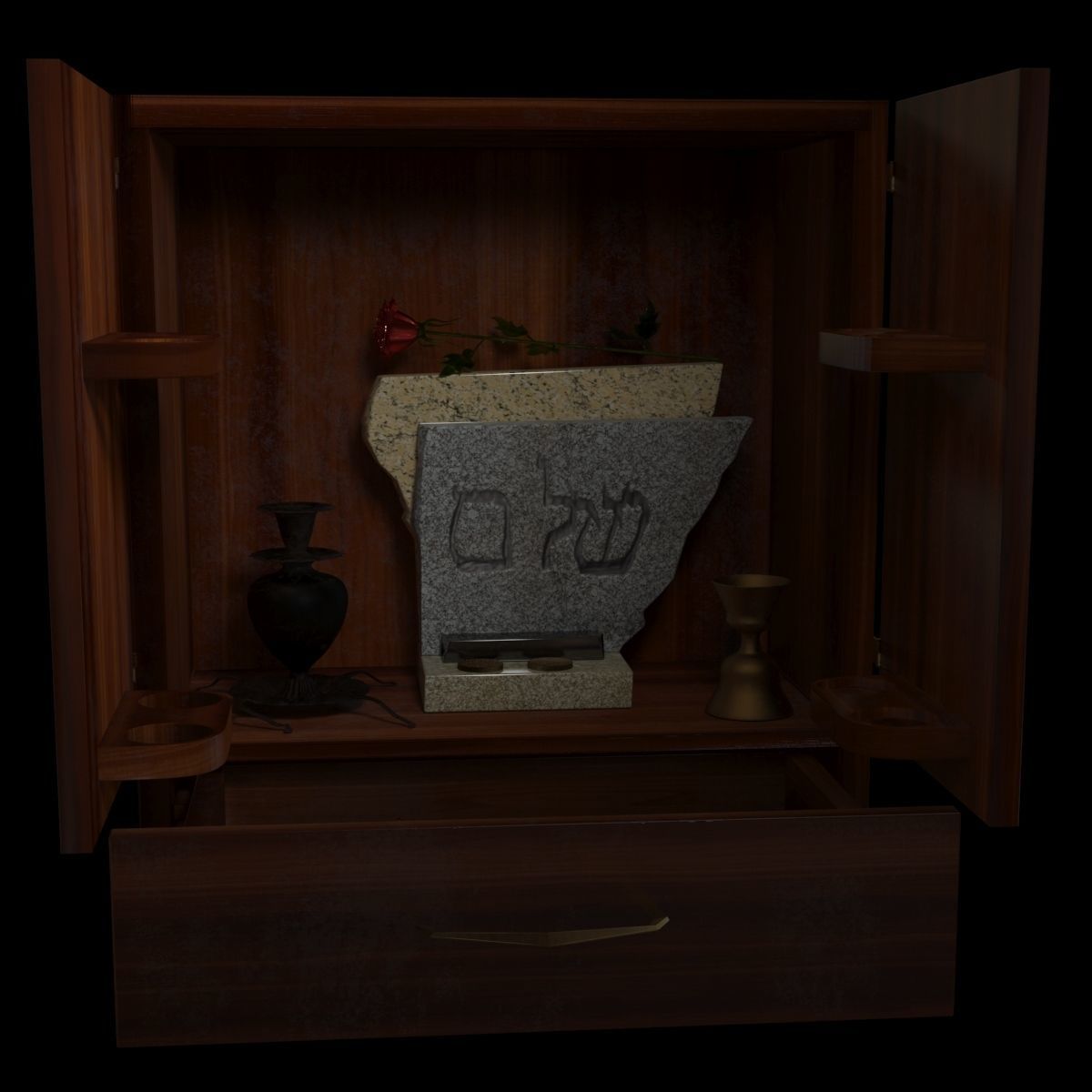 Dybbuk box cupboard for whiskey 3D model_6