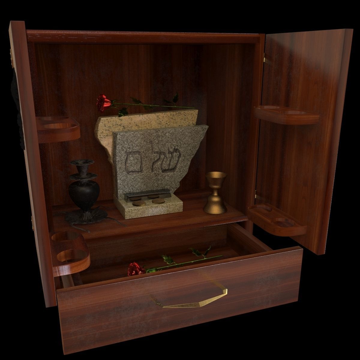 Dybbuk box cupboard for whiskey 3D model_10