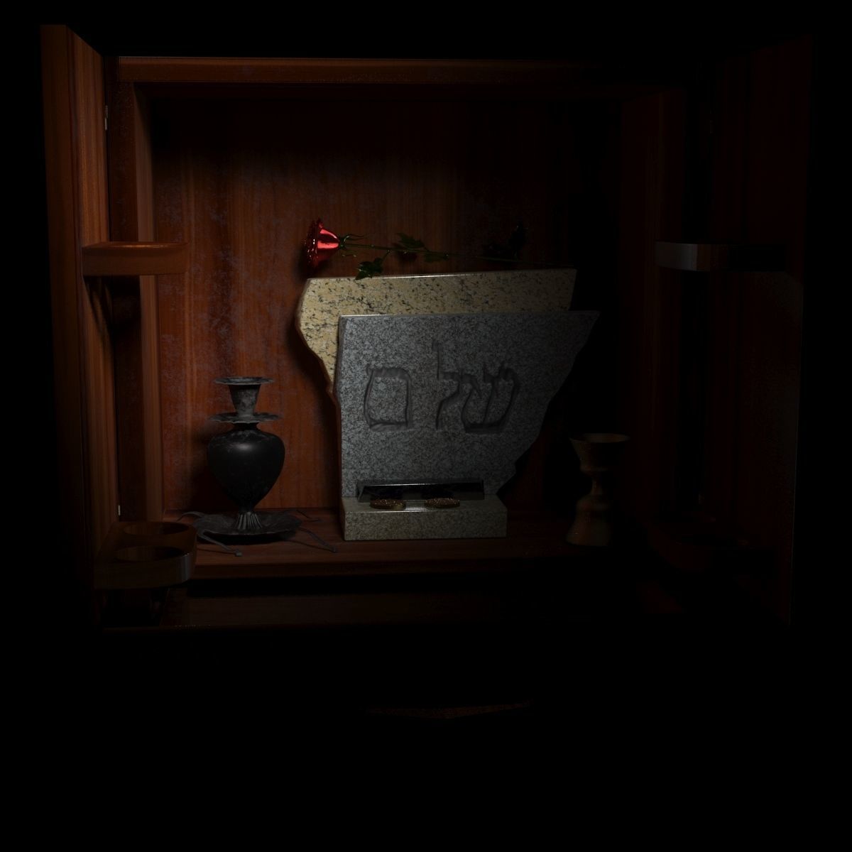 Dybbuk box cupboard for whiskey 3D model_5