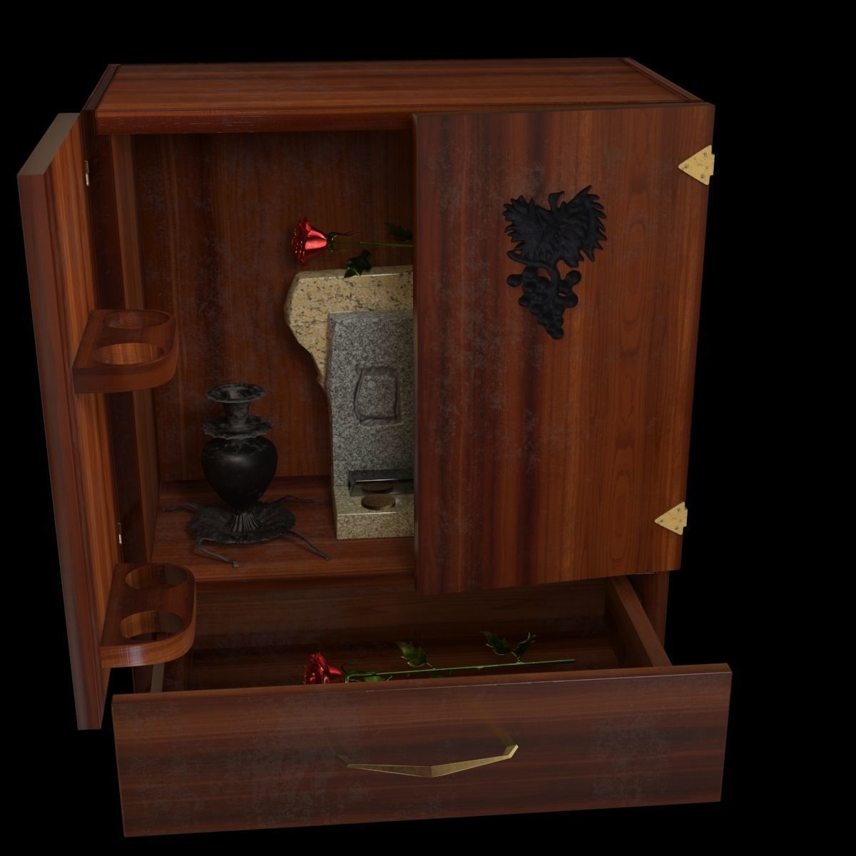 Dybbuk box cupboard for whiskey 3D model_2