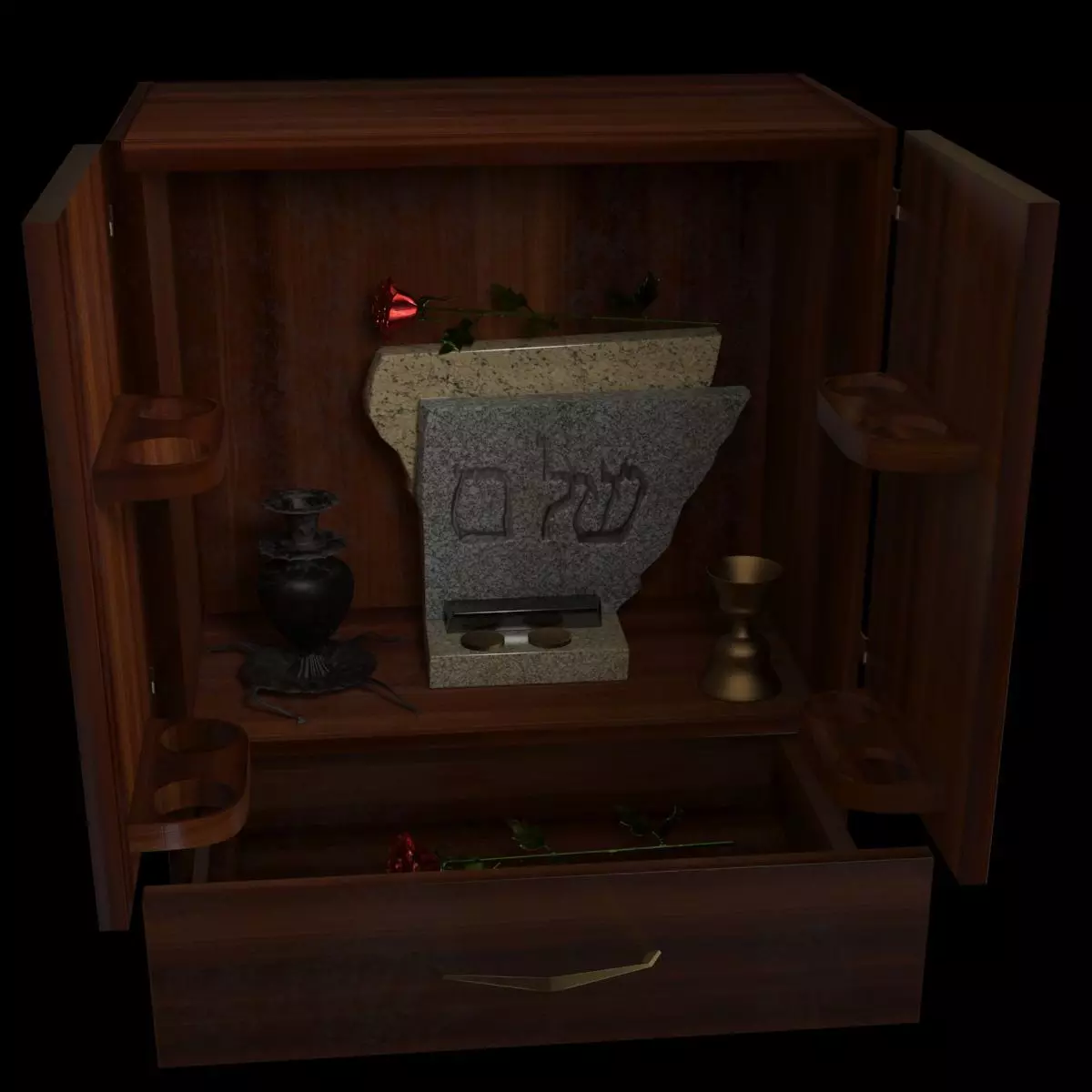 Dybbuk box cupboard for whiskey 3D model_0