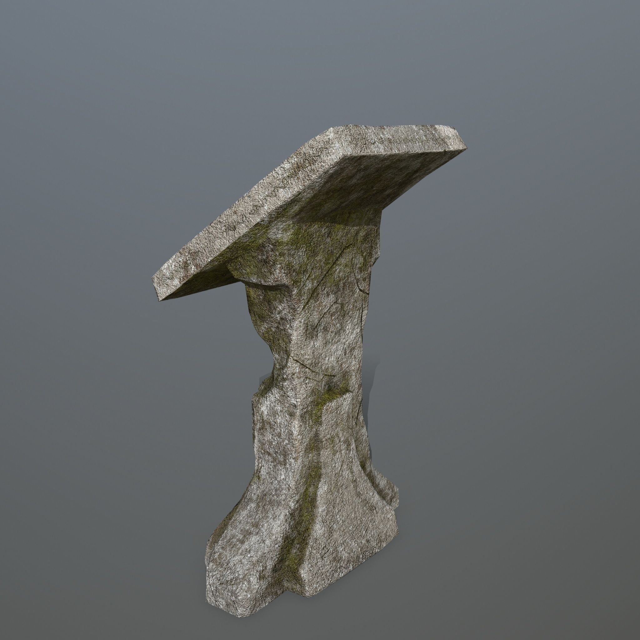 lectern stone bench Low-poly 3D model_4