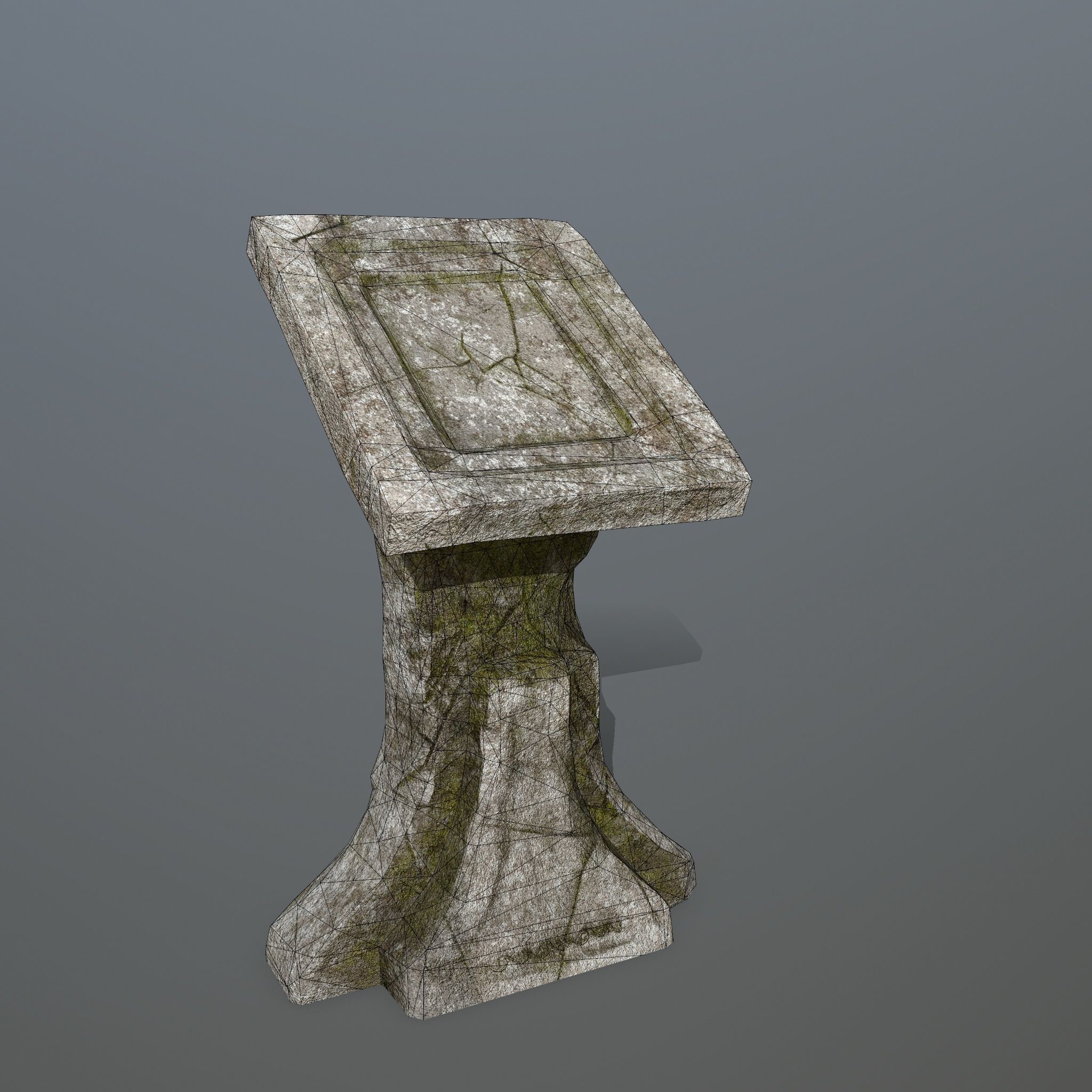 lectern stone bench Low-poly 3D model_8