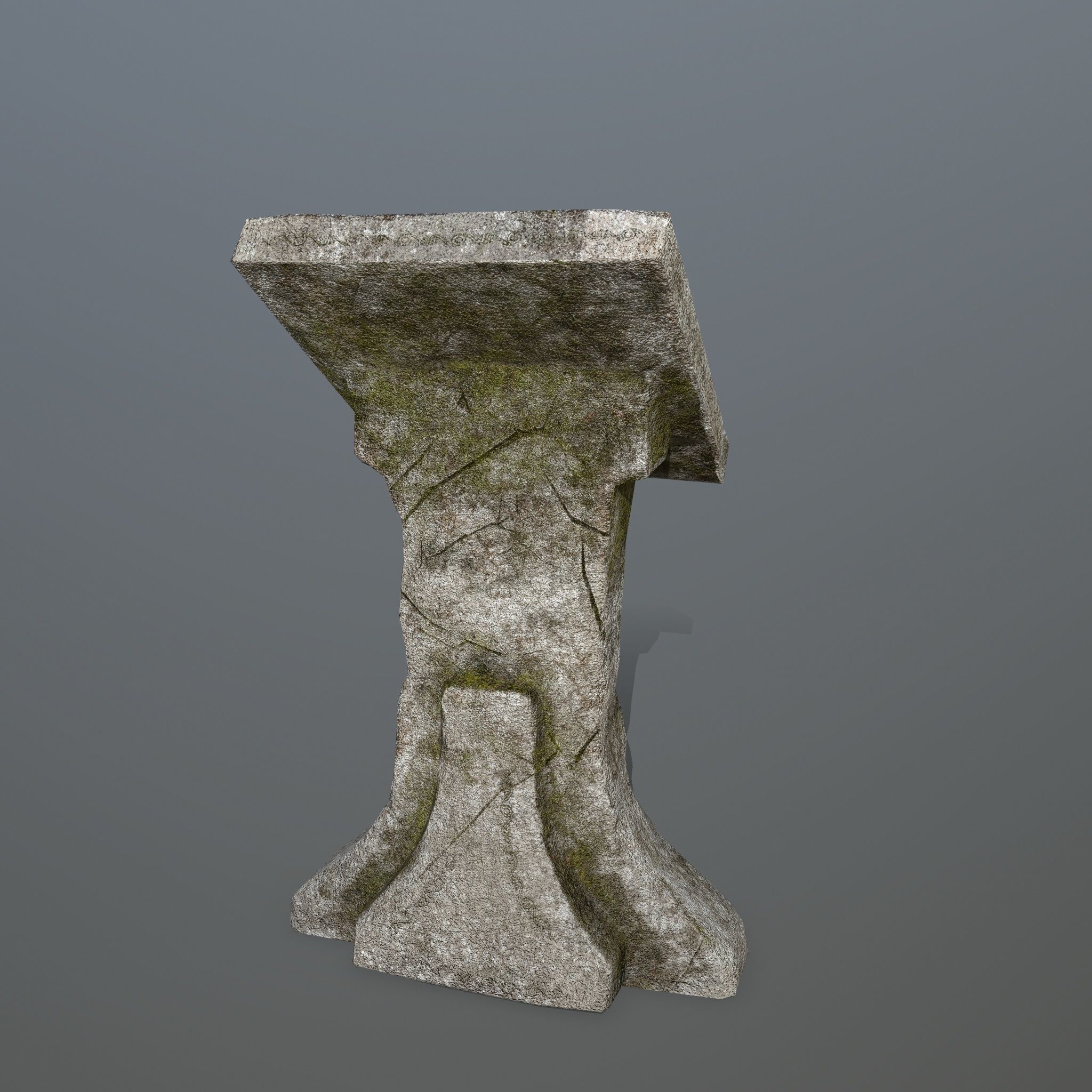 lectern stone bench Low-poly 3D model_3