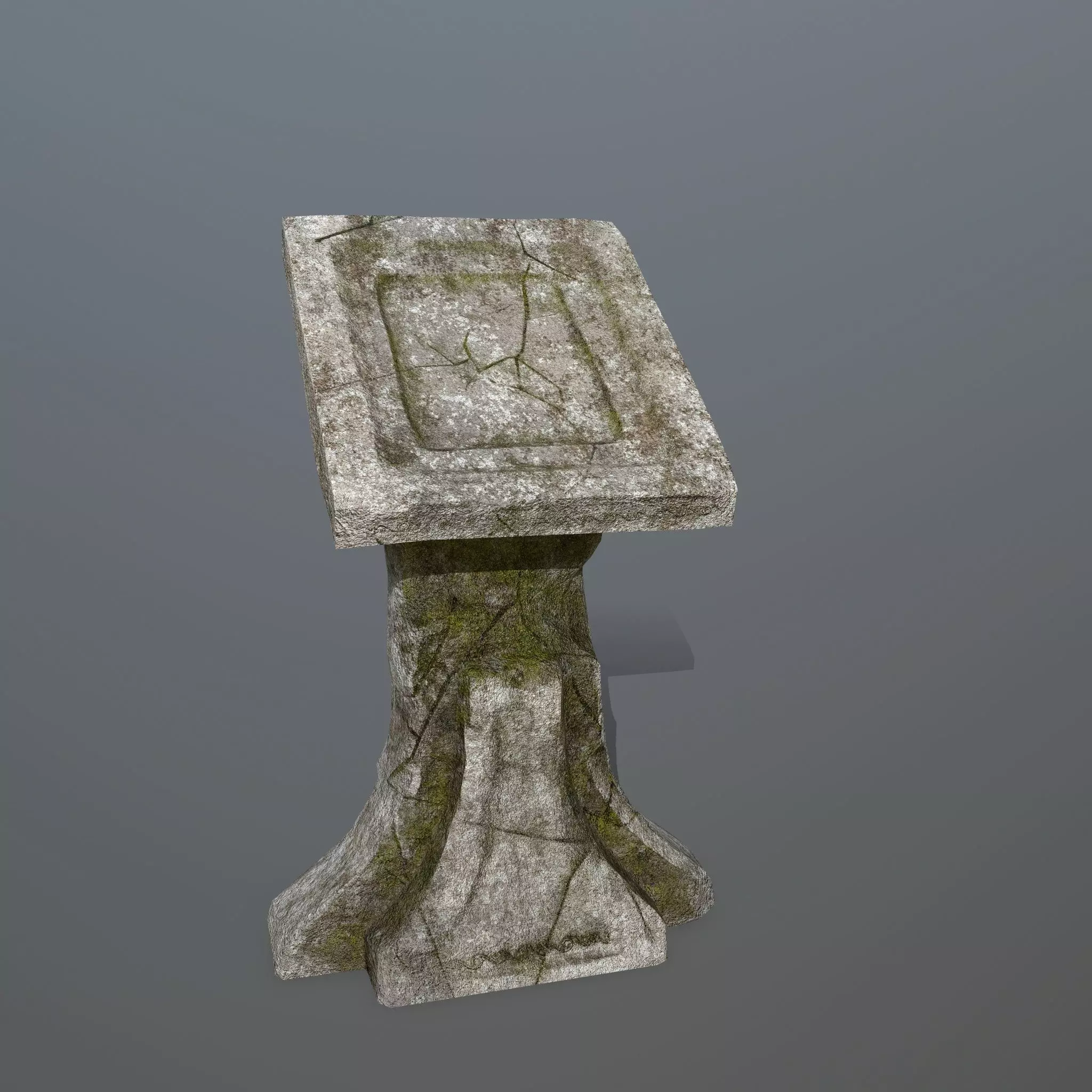 lectern stone bench Low-poly 3D model_0
