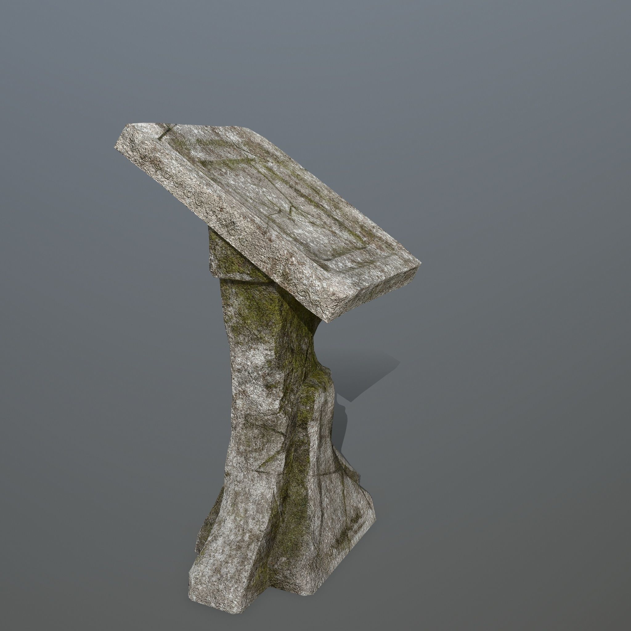 lectern stone bench Low-poly 3D model_1