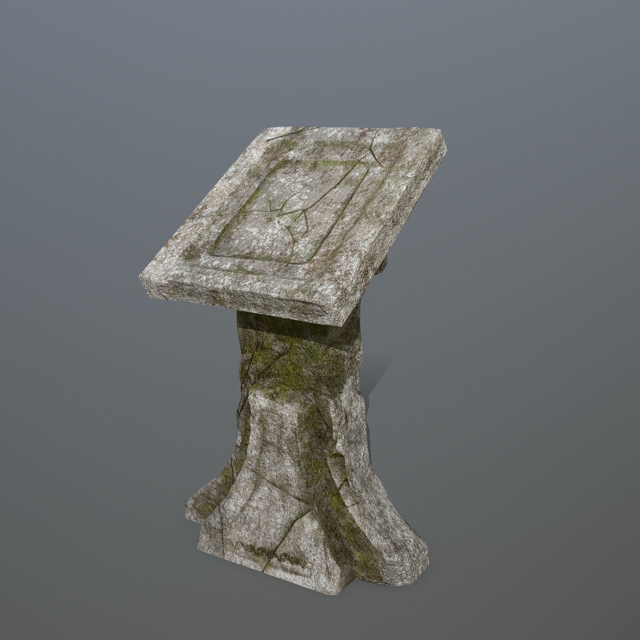 lectern stone bench Low-poly 3D model_6