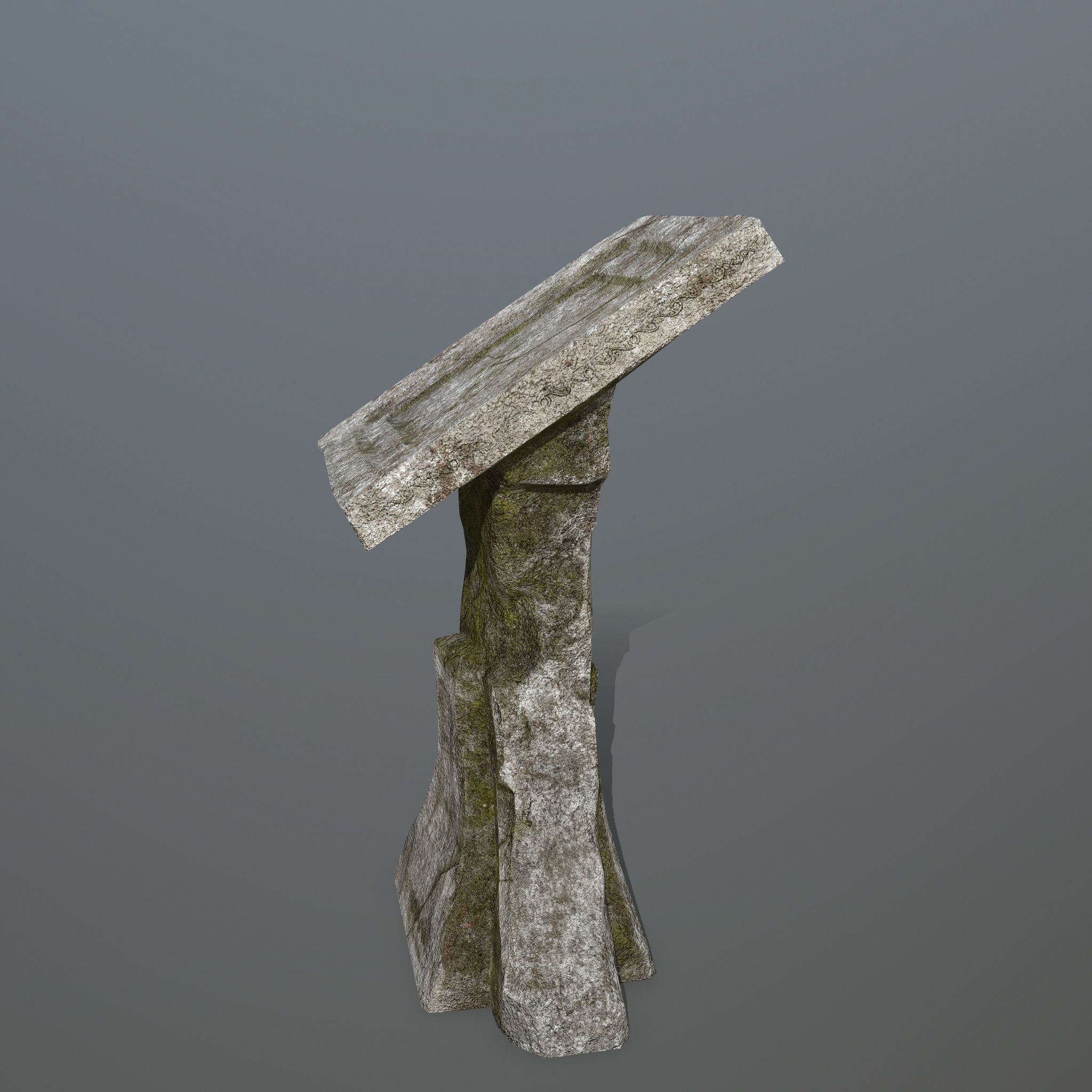 lectern stone bench Low-poly 3D model_5