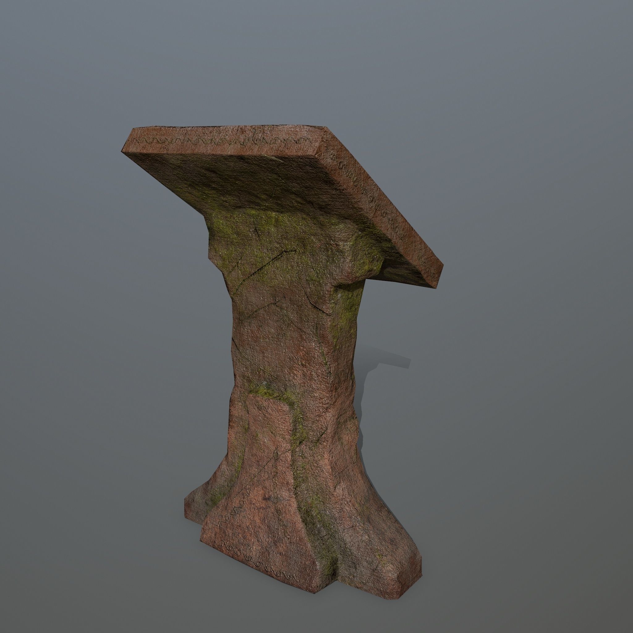 lectern wooden bench Low-poly 3D model_3