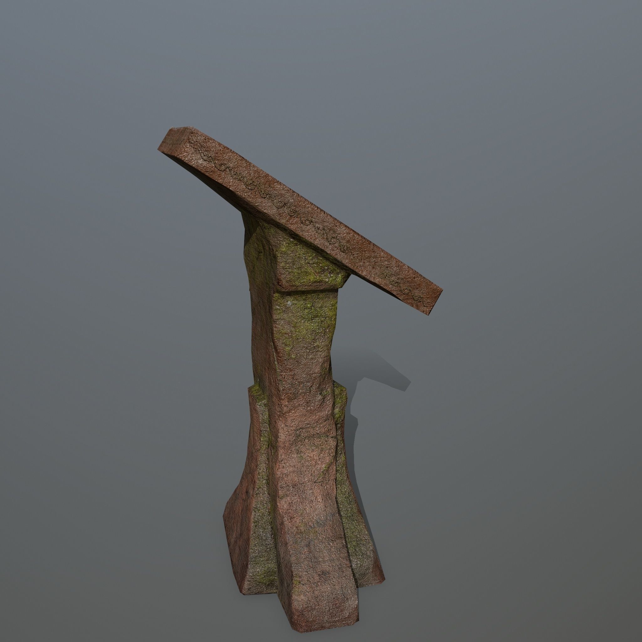 lectern wooden bench Low-poly 3D model_2